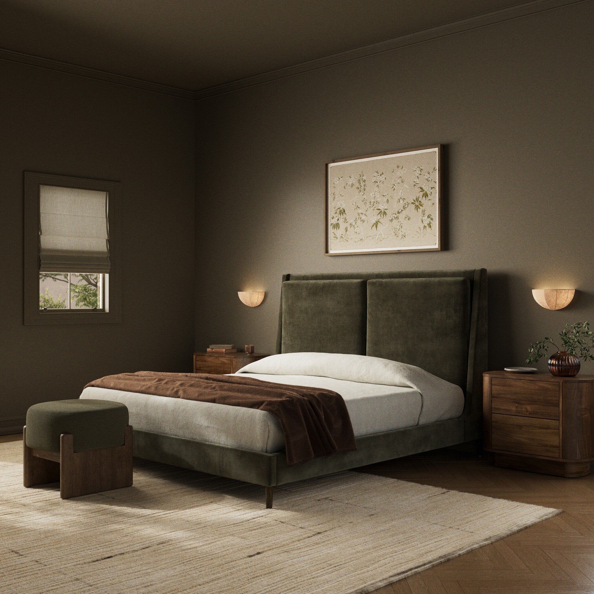 Four Hands Potter Bed — Surrey Olive-Burnt Oak-King