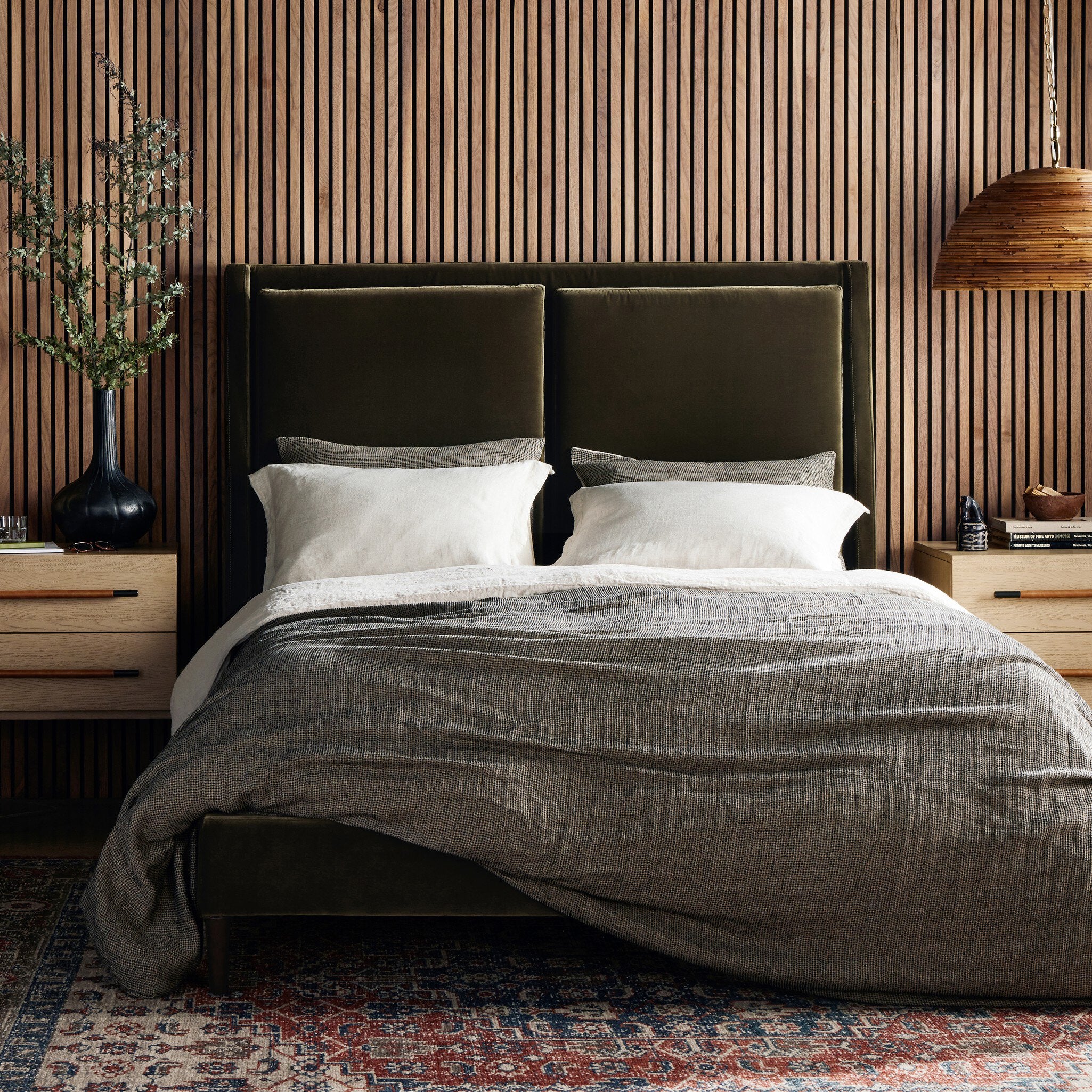 Four Hands Potter Bed — Surrey Olive-Burnt Oak-Queen