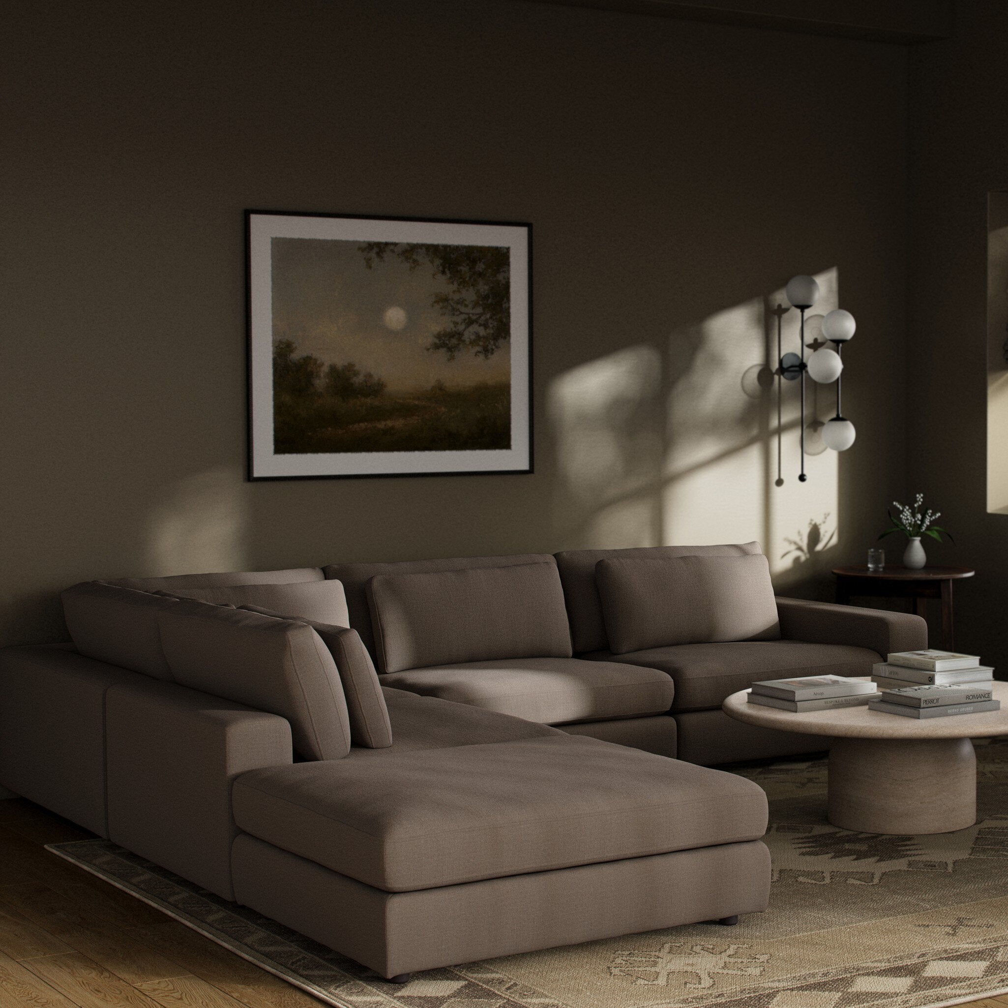 Four Hands Bloor 4-Piece Sectional W/ Ottoman — Savoy Coffee
