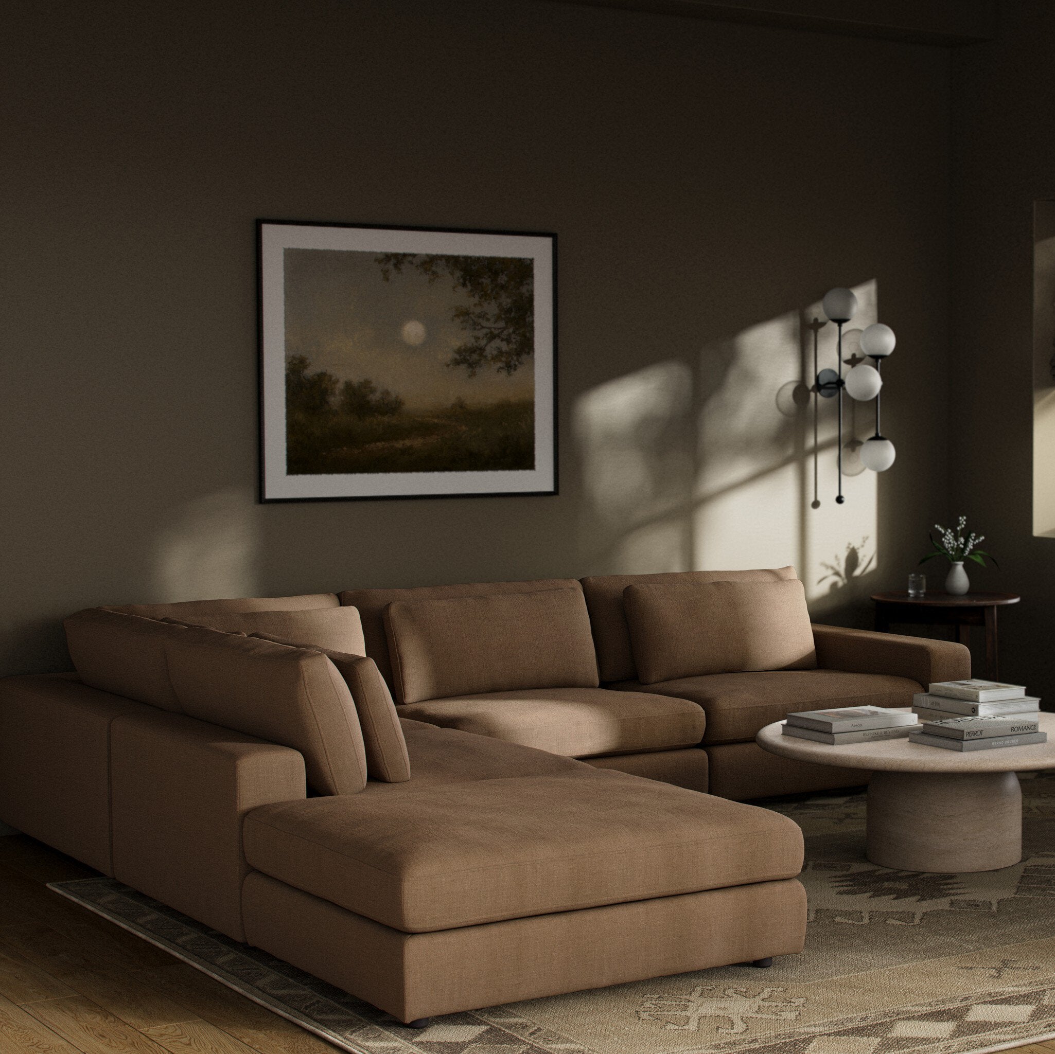 Four Hands Bloor 4-Piece Sectional W/ Ottoman — Savoy Ochre
