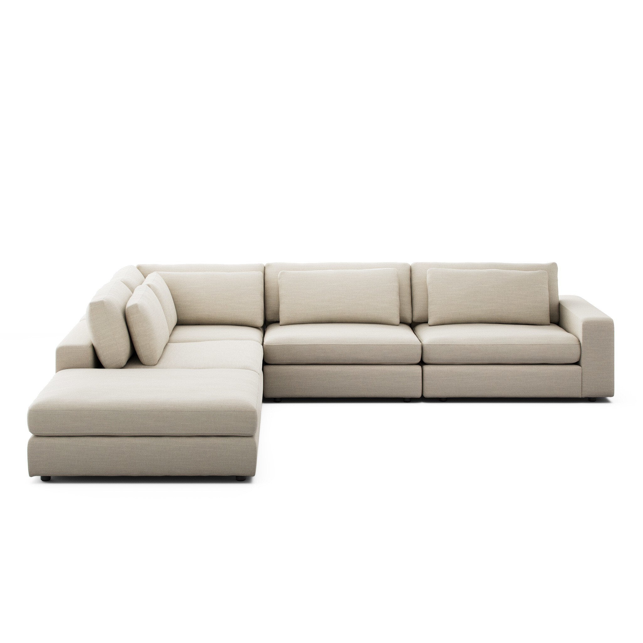 Four Hands Bloor 4-Piece Sectional W/ Ottoman — Savoy Parchment
