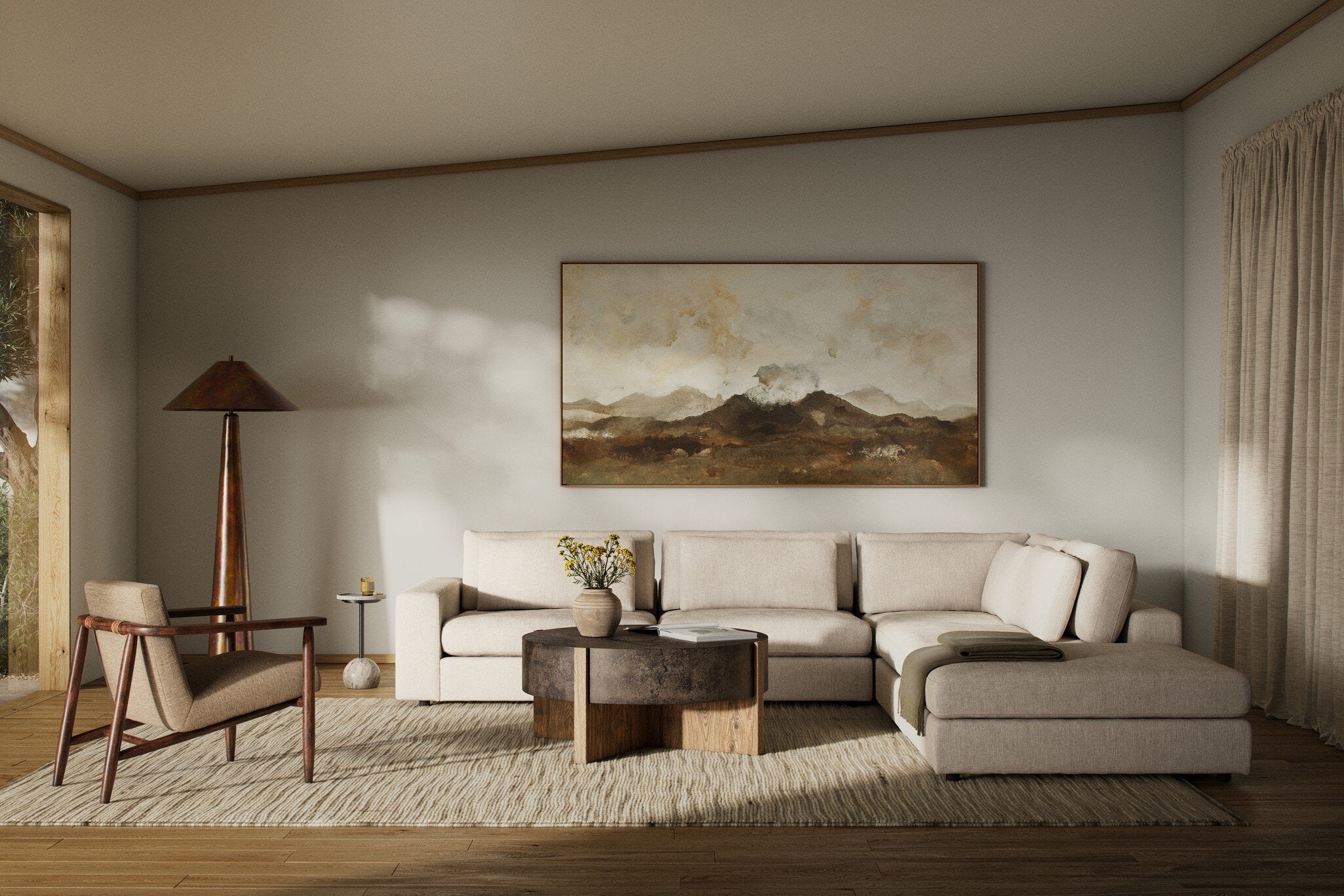 Four Hands Bloor 4-Piece Sectional W/ Ottoman — Essence Natural