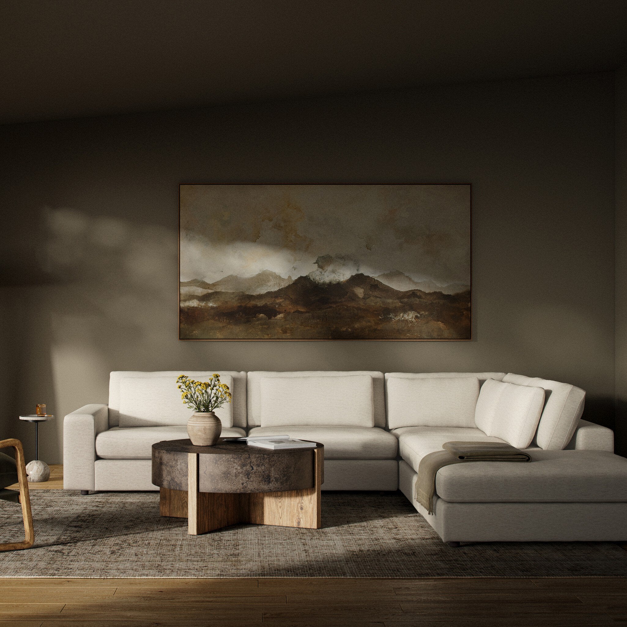 Four Hands Bloor 4-Piece Sectional W/ Ottoman — Crypton Nomad Snow