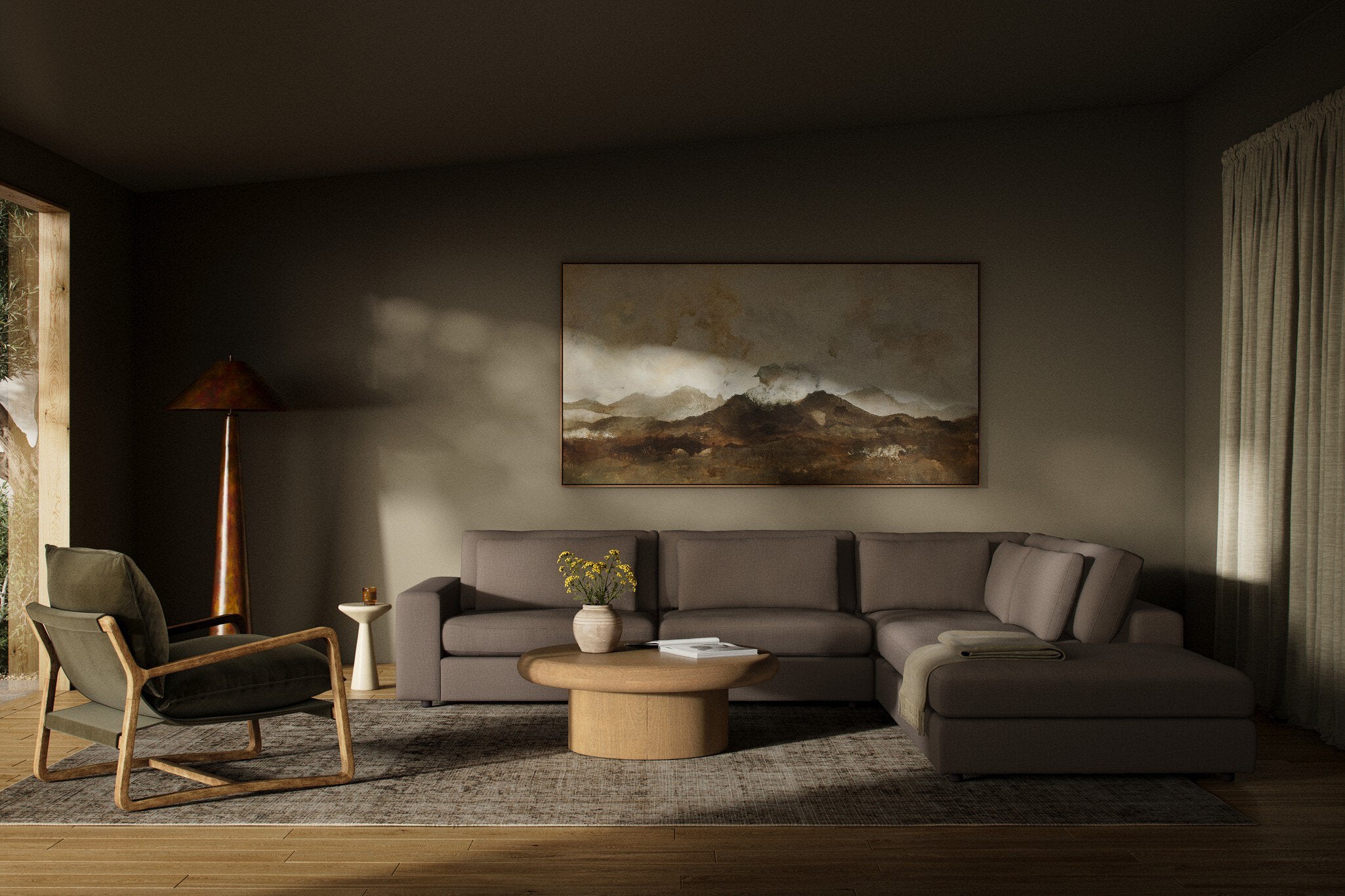 Four Hands Bloor 4-Piece Sectional W/ Ottoman — Savoy Coffee