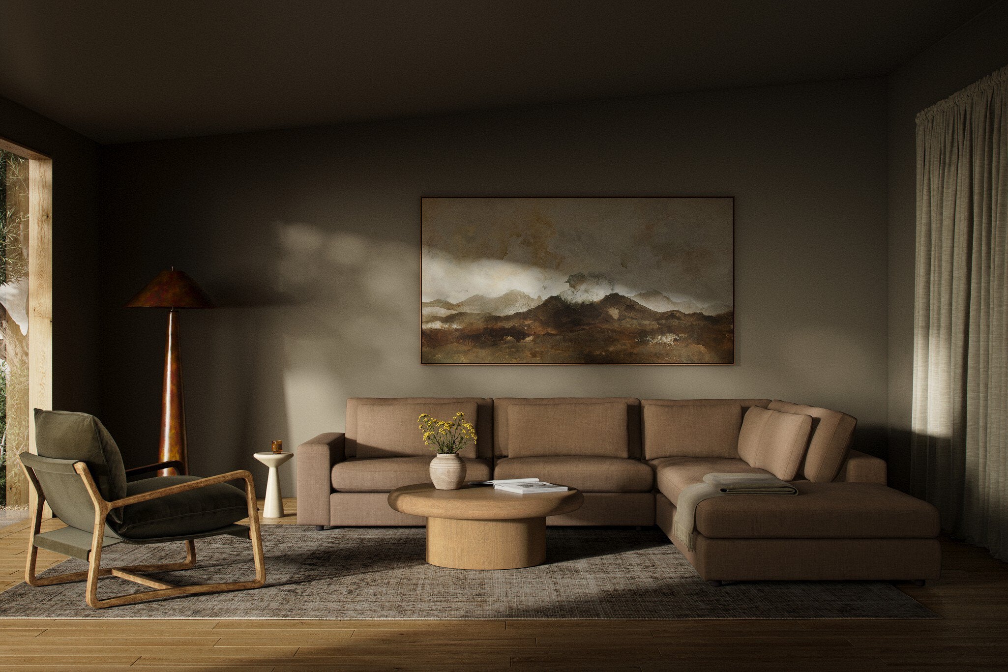 Four Hands Bloor 4-Piece Sectional W/ Ottoman — Savoy Ochre