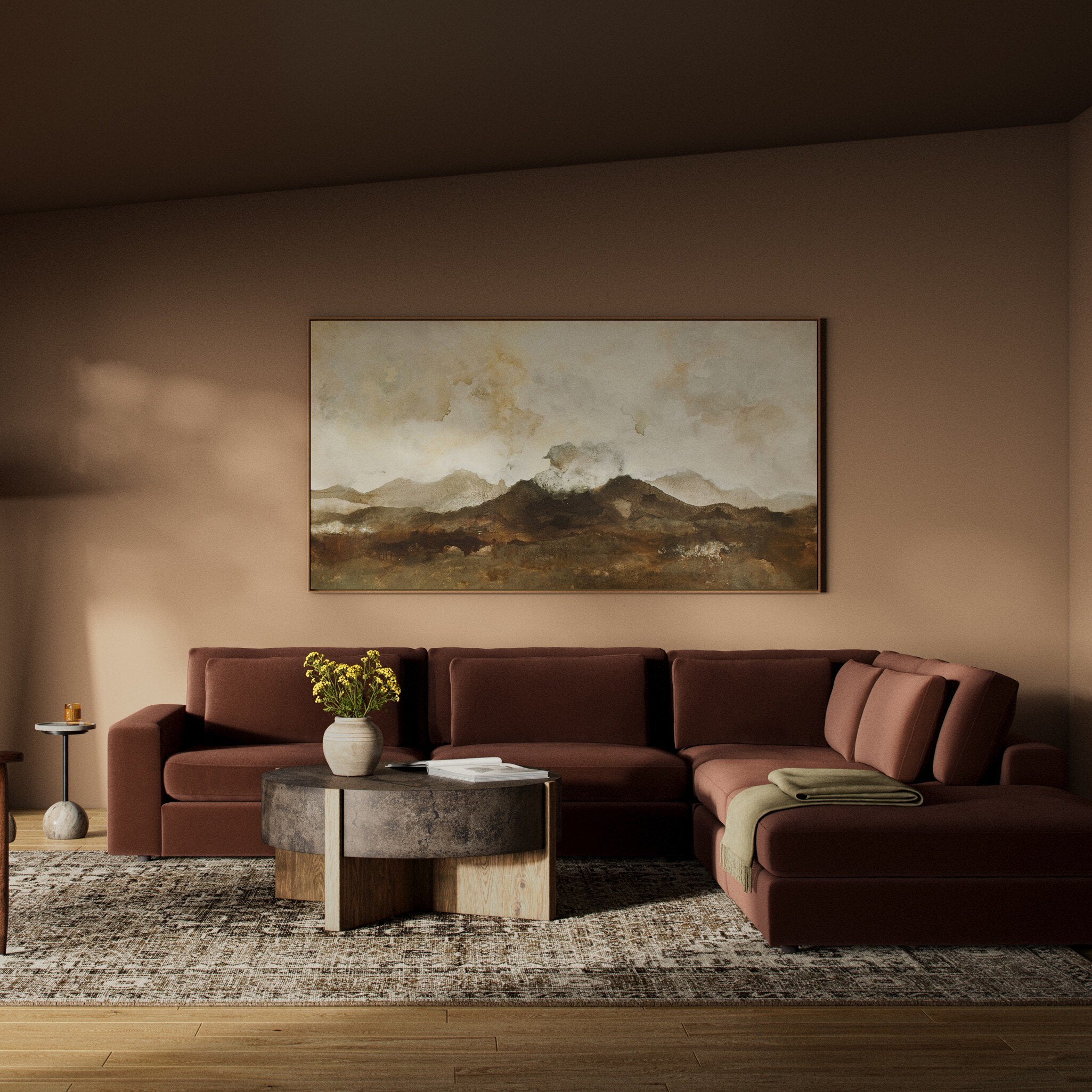 Four Hands Bloor 4-Piece Sectional W/ Ottoman — Surrey Auburn