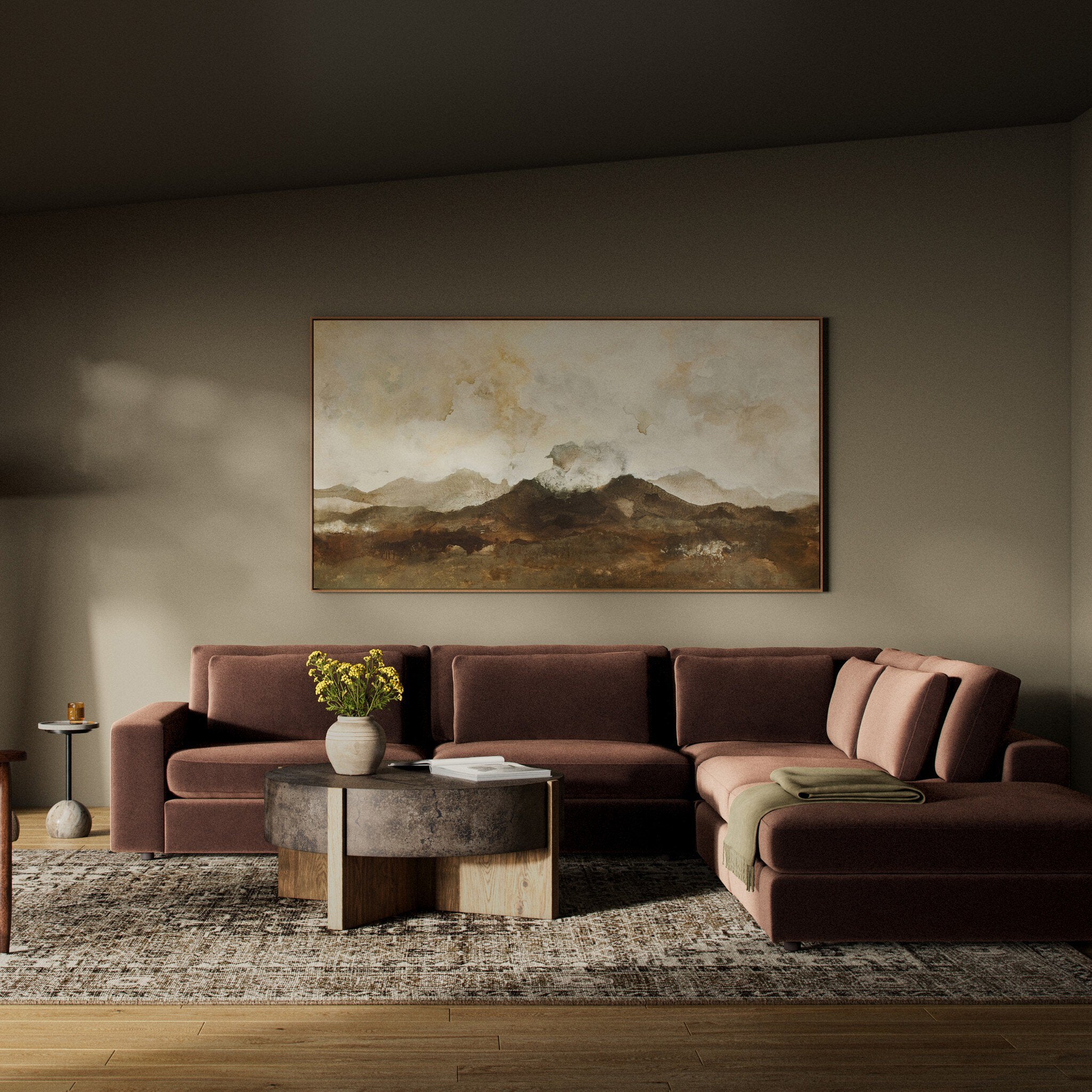 Four Hands Bloor 4-Piece Sectional W/ Ottoman — Surrey Cocoa