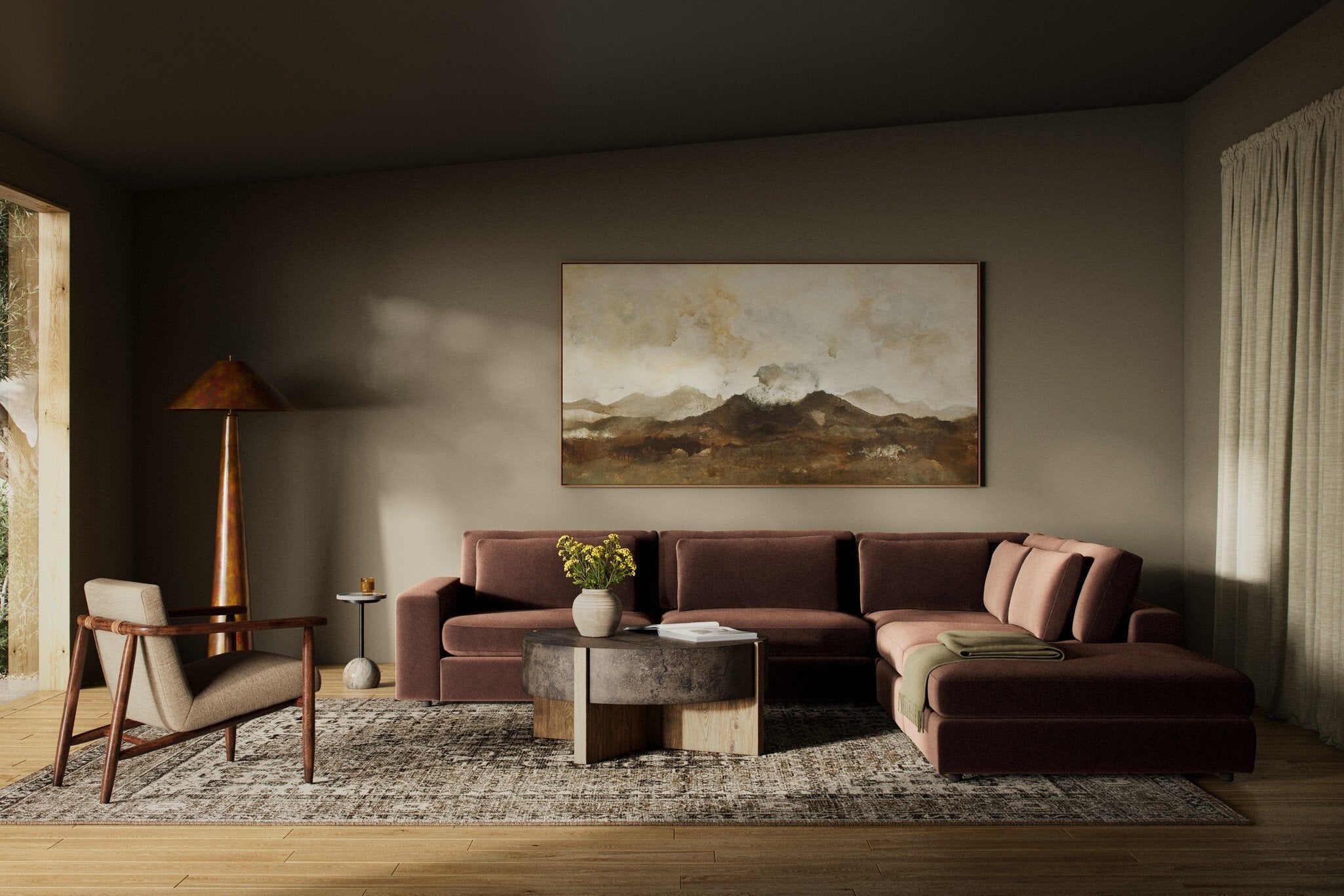 Four Hands Bloor 4-Piece Sectional W/ Ottoman — Surrey Cocoa