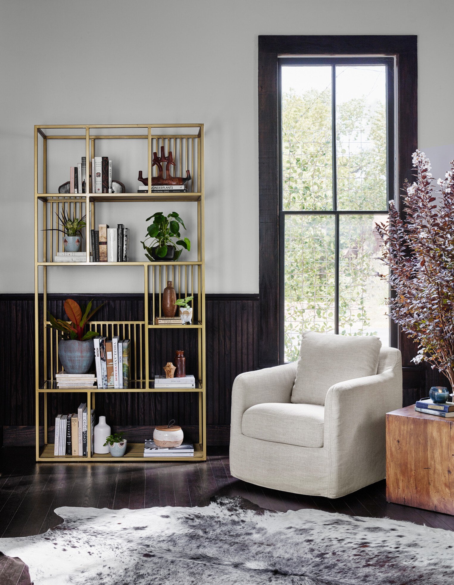 Four Hands Banks Slipcover Swivel Chair — Cambric Ivory