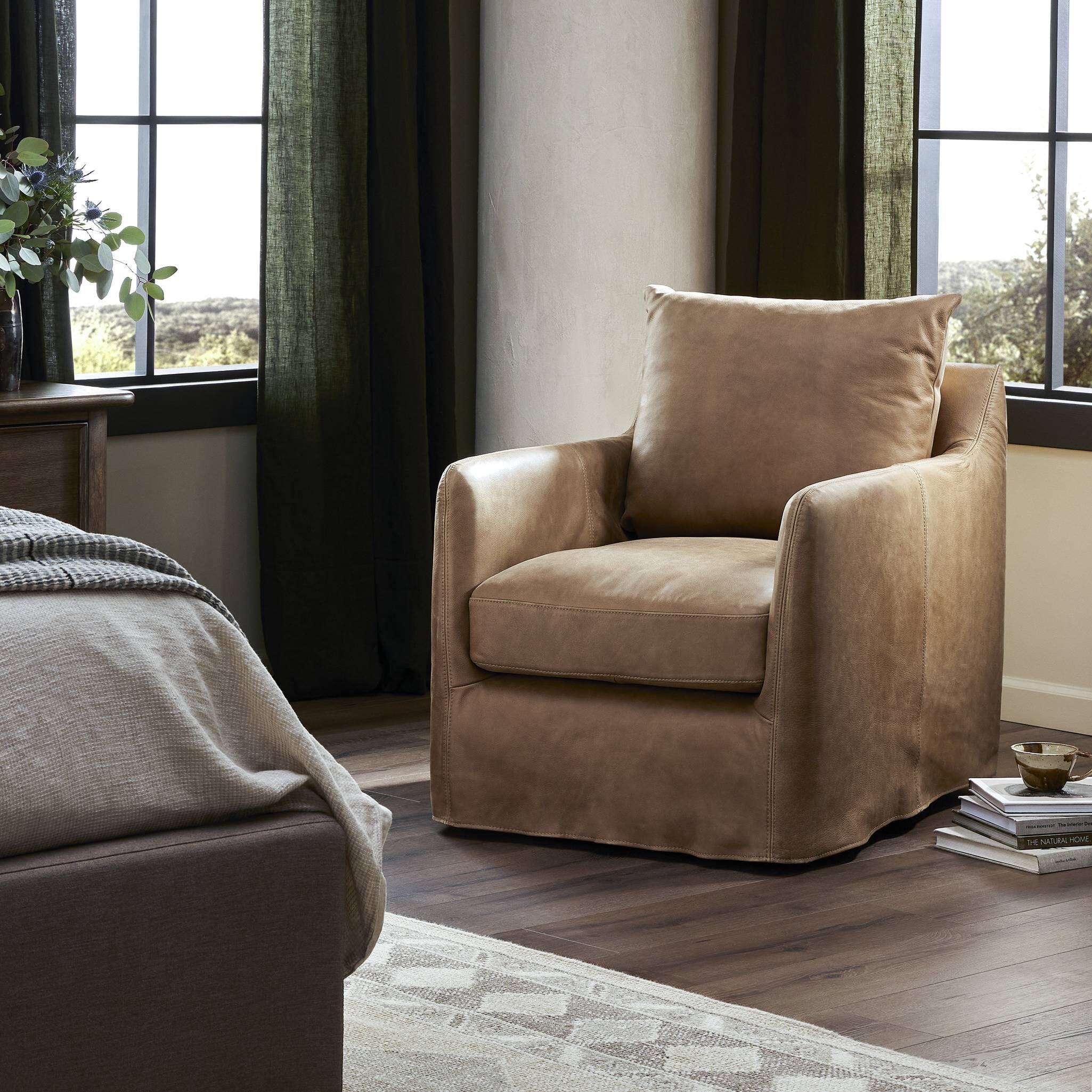 Four Hands Banks Slipcover Swivel Chair — Palermo Drift