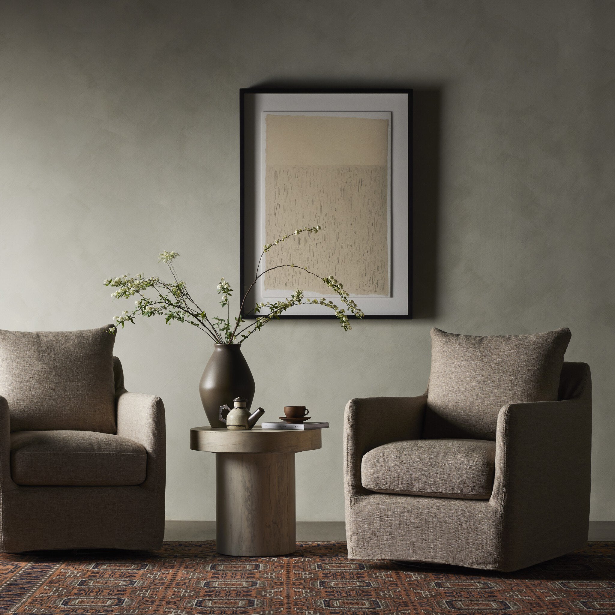 Four Hands Banks Slipcover Swivel Chair — Alcala Taupe