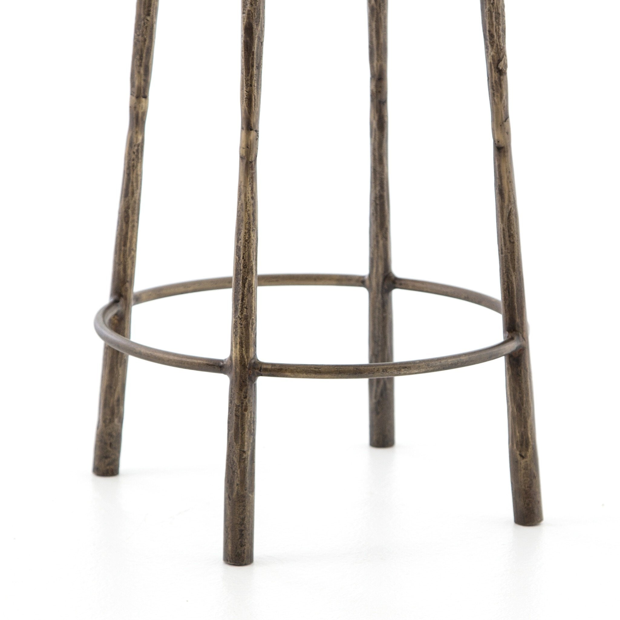 Four Hands Westwood Bar + Counter Stool — Aged Brass-Tapered Hammered Aged Brass-Counter