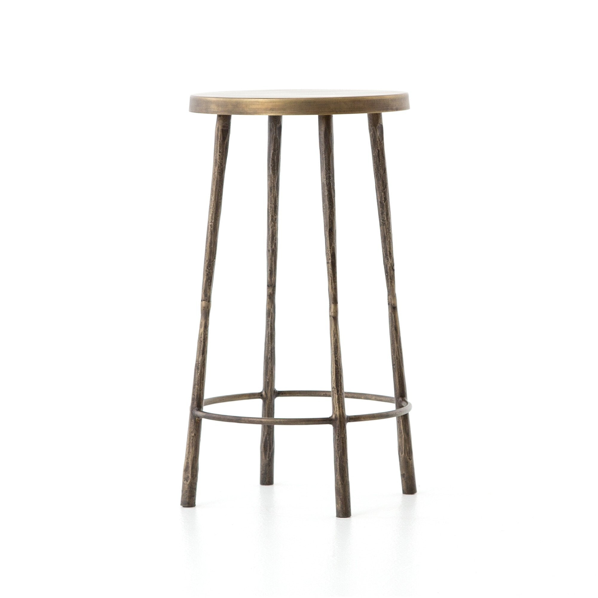 Four Hands Westwood Bar + Counter Stool — Aged Brass-Tapered Hammered Aged Brass-Counter