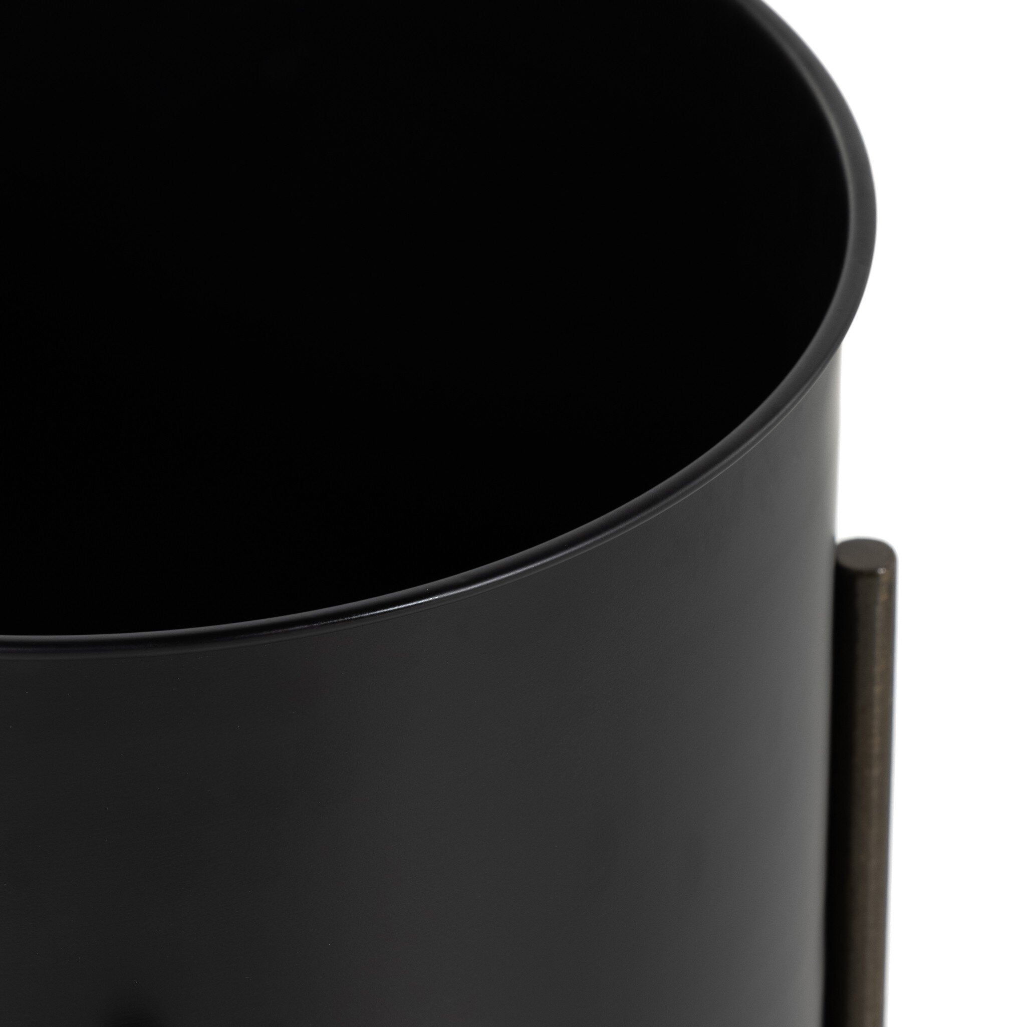 Four Hands Jed Planter — Iron Matte Black-Weathered Brass