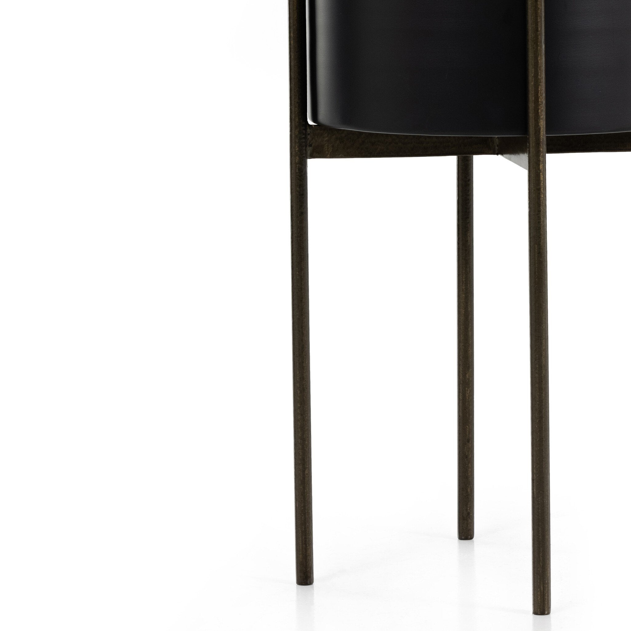 Four Hands Jed Planter — Iron Matte Black-Weathered Brass