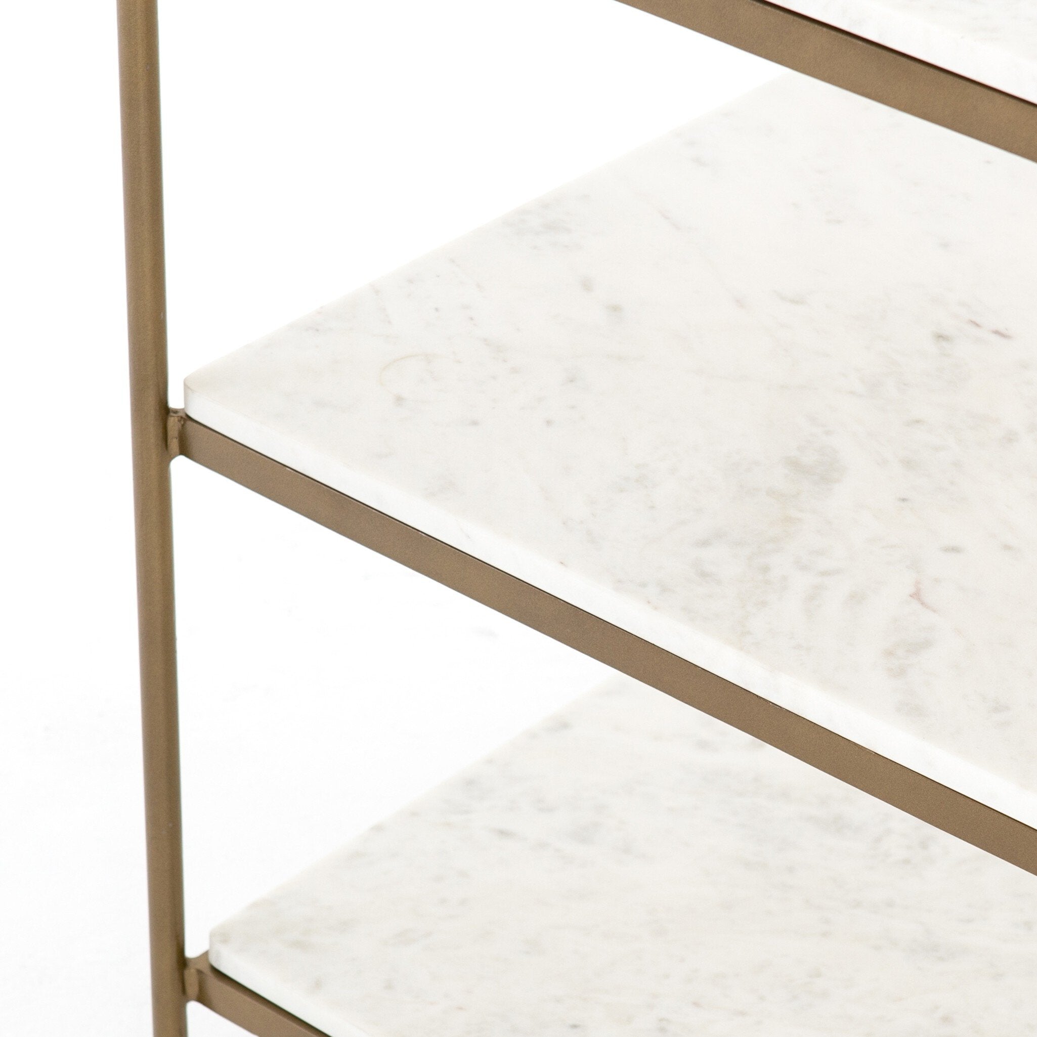 Four Hands Felix Nightstand — Antique Brass-Polished White Marble