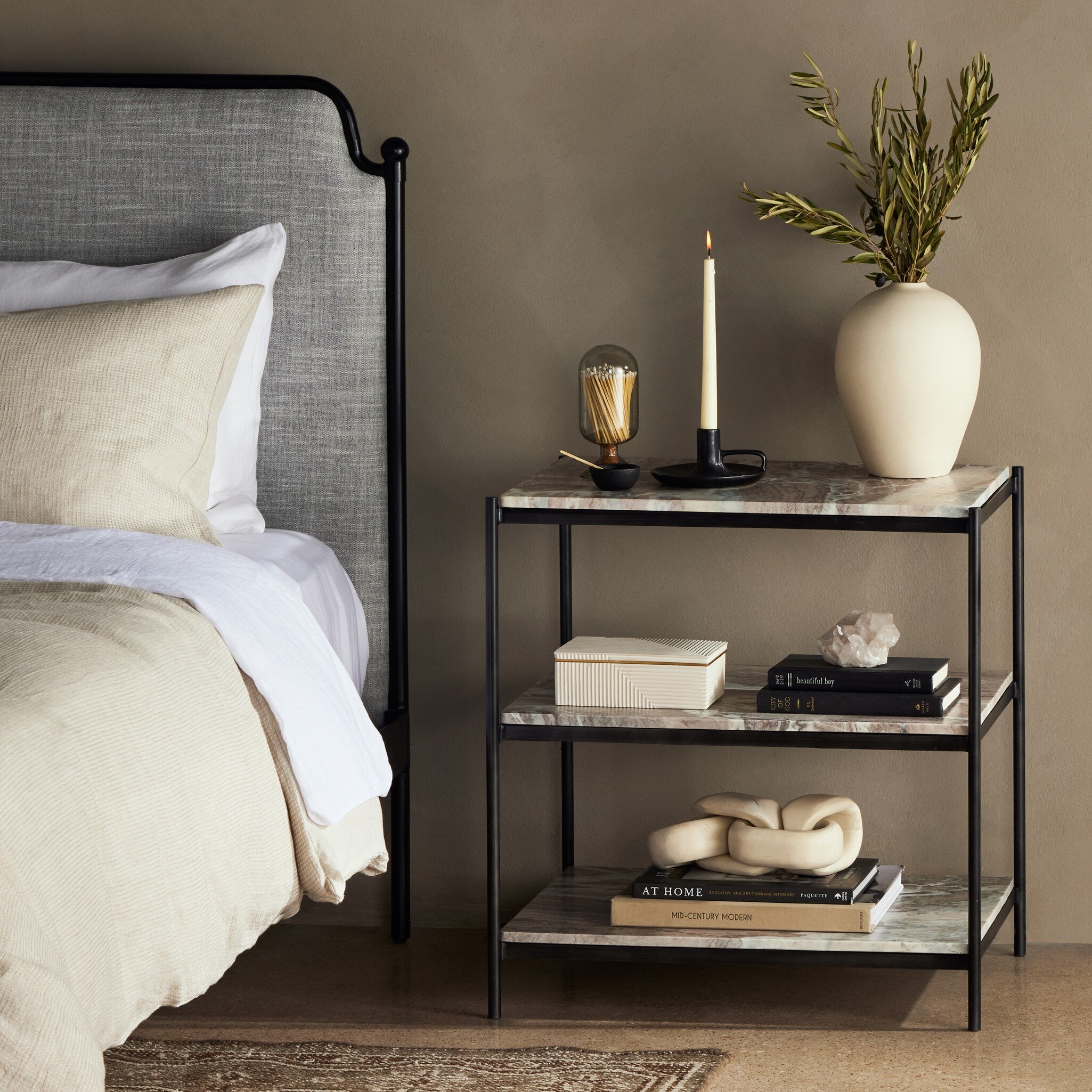 Four Hands Felix Nightstand — Hammered Grey W/Clear Powder Coat-Canyon