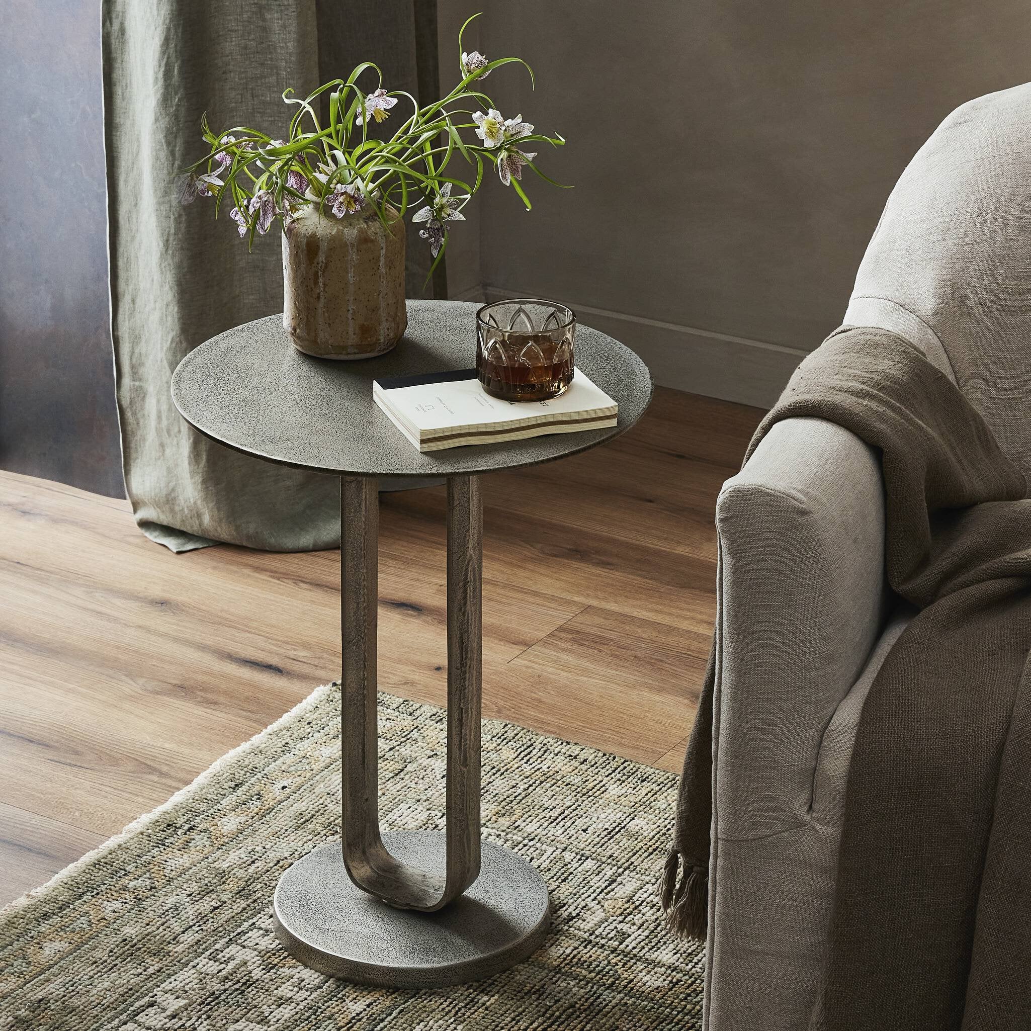Four Hands Douglas End Table — Raw Antique Nickel