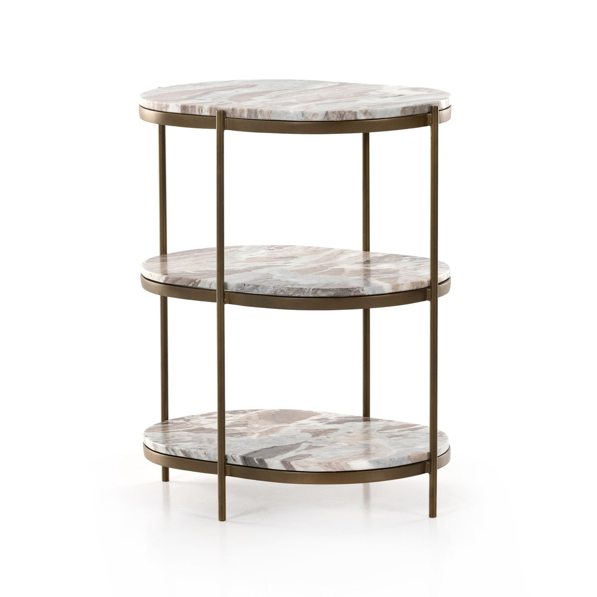 Four Hands Felix Oval Nightstand — Antique Brass-Canyon