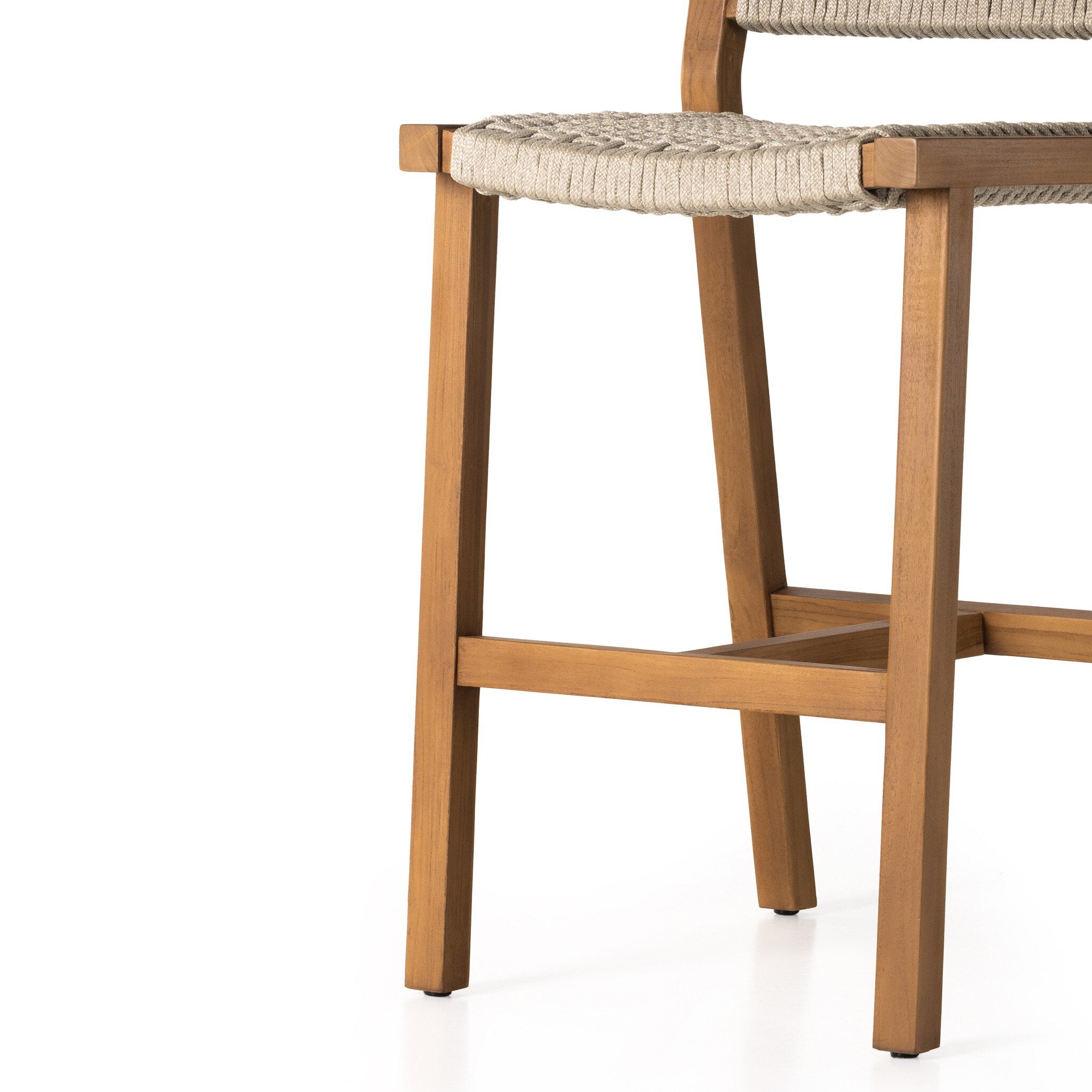 Four Hands Delano Outdoor Bar + Counter Stool — Natural Teak-FSC-Ivory Rope-Bar