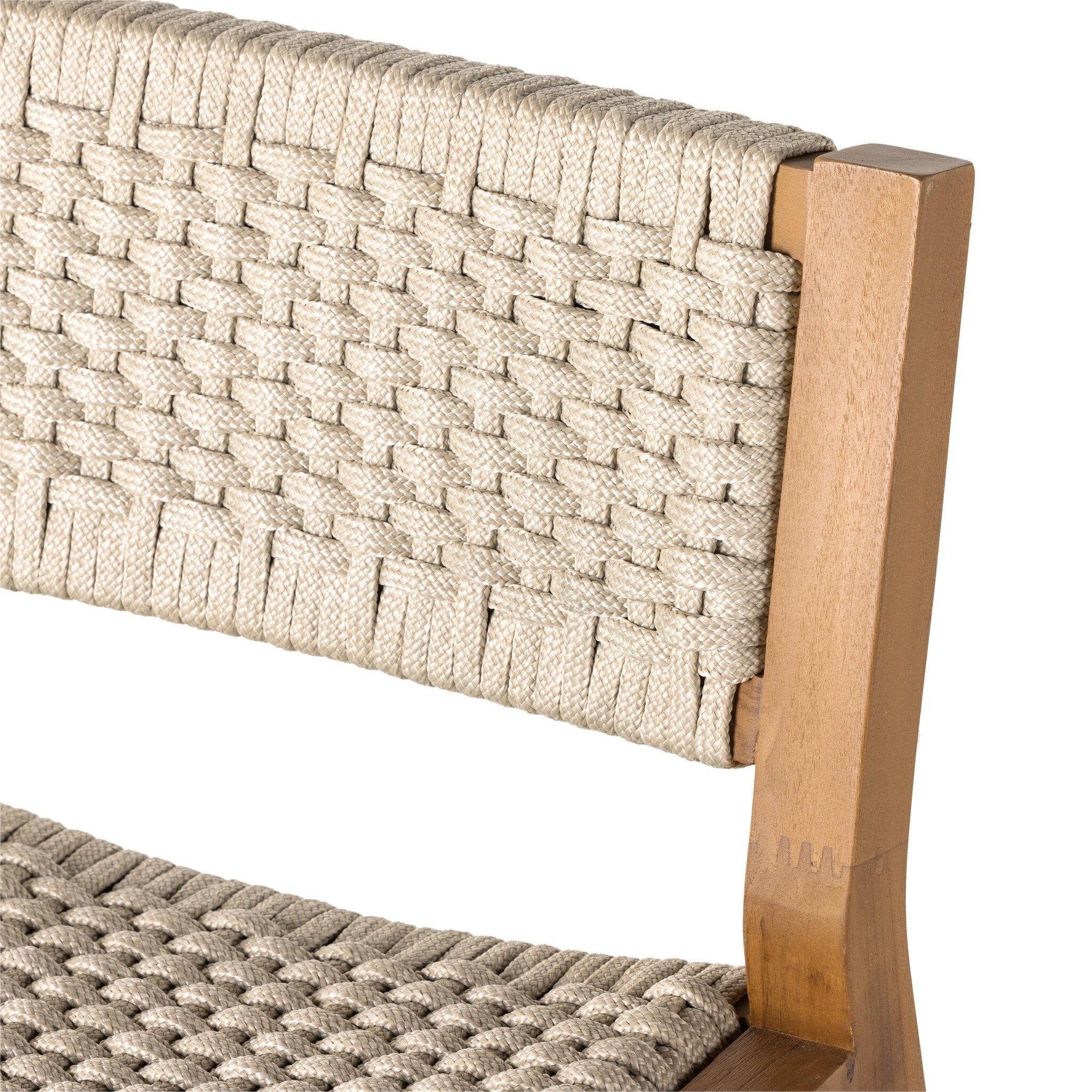 Four Hands Delano Outdoor Bar + Counter Stool — Natural Teak-FSC-Ivory Rope-Counter