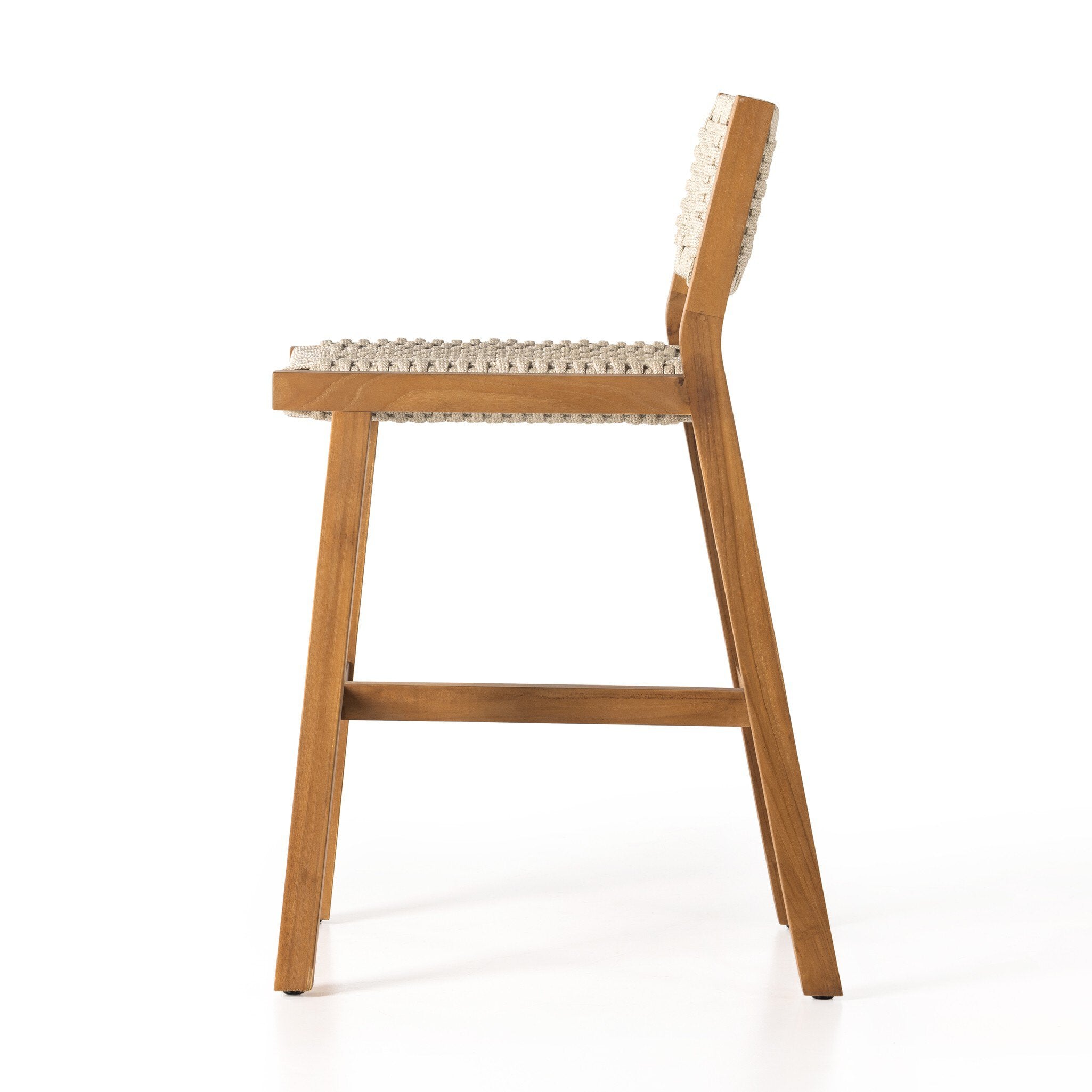 Four Hands Delano Outdoor Bar + Counter Stool — Natural Teak-FSC-Ivory Rope-Counter