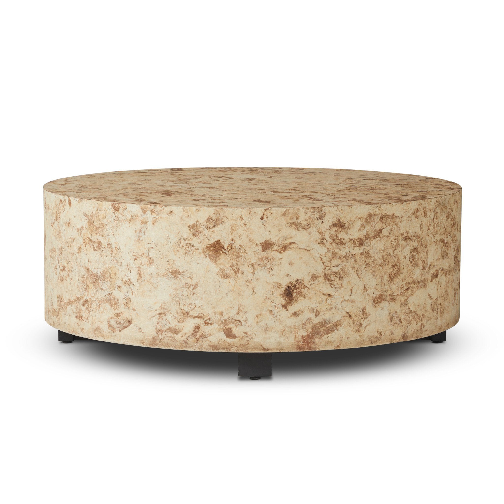 Four Hands Hudson Round Coffee Table — Bark Paper-Black Pine