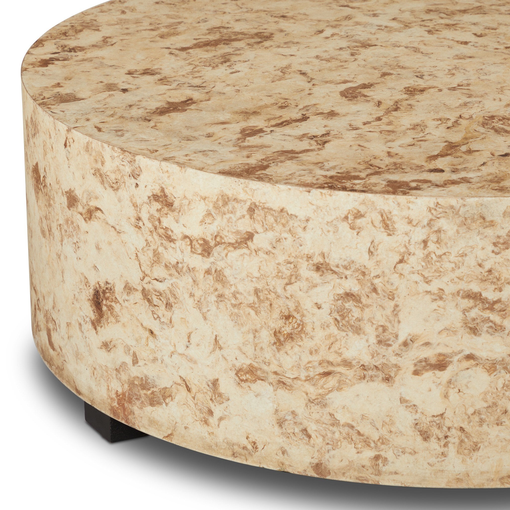 Four Hands Hudson Round Coffee Table — Bark Paper-Black Pine