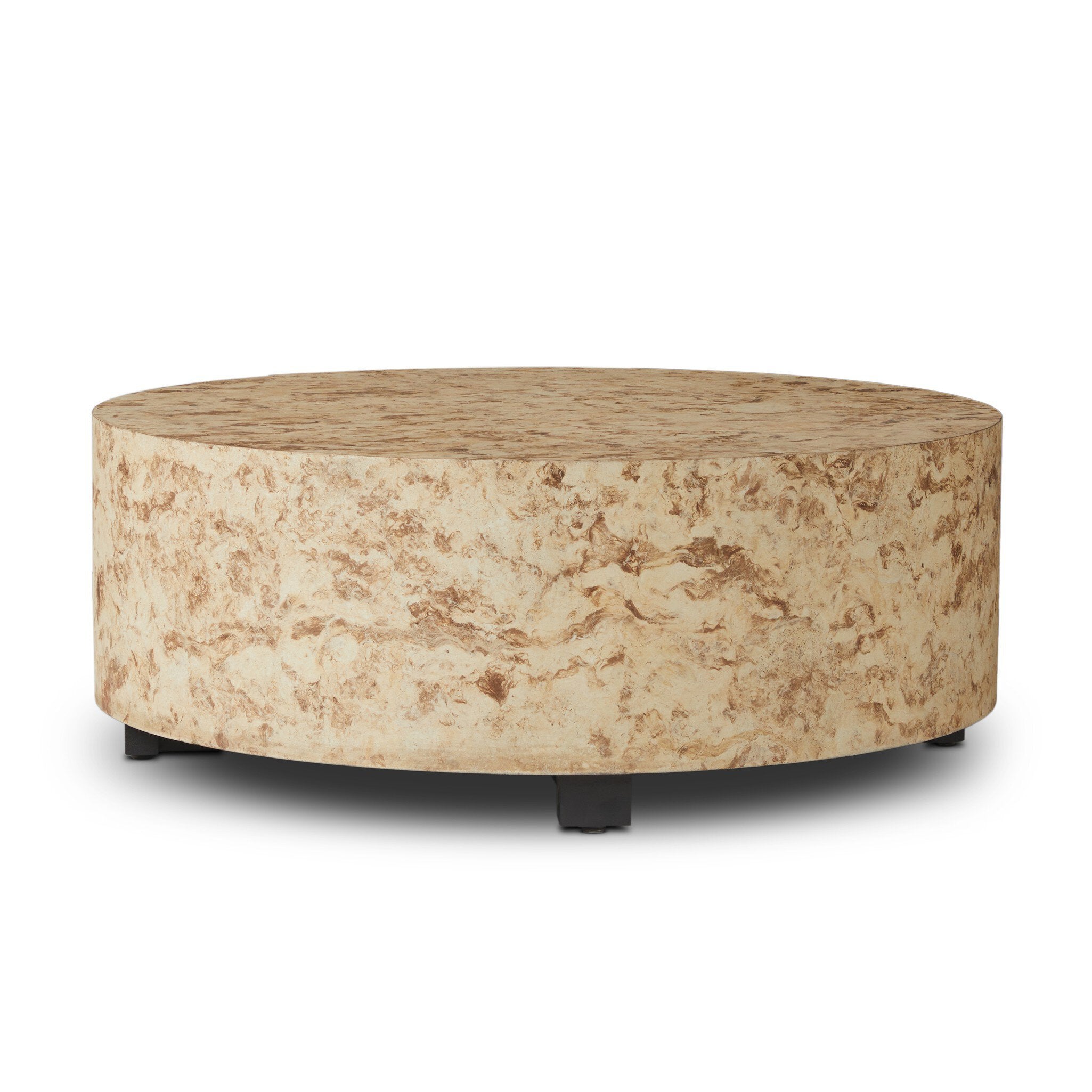 Four Hands Hudson Round Coffee Table — Bark Paper-Black Pine