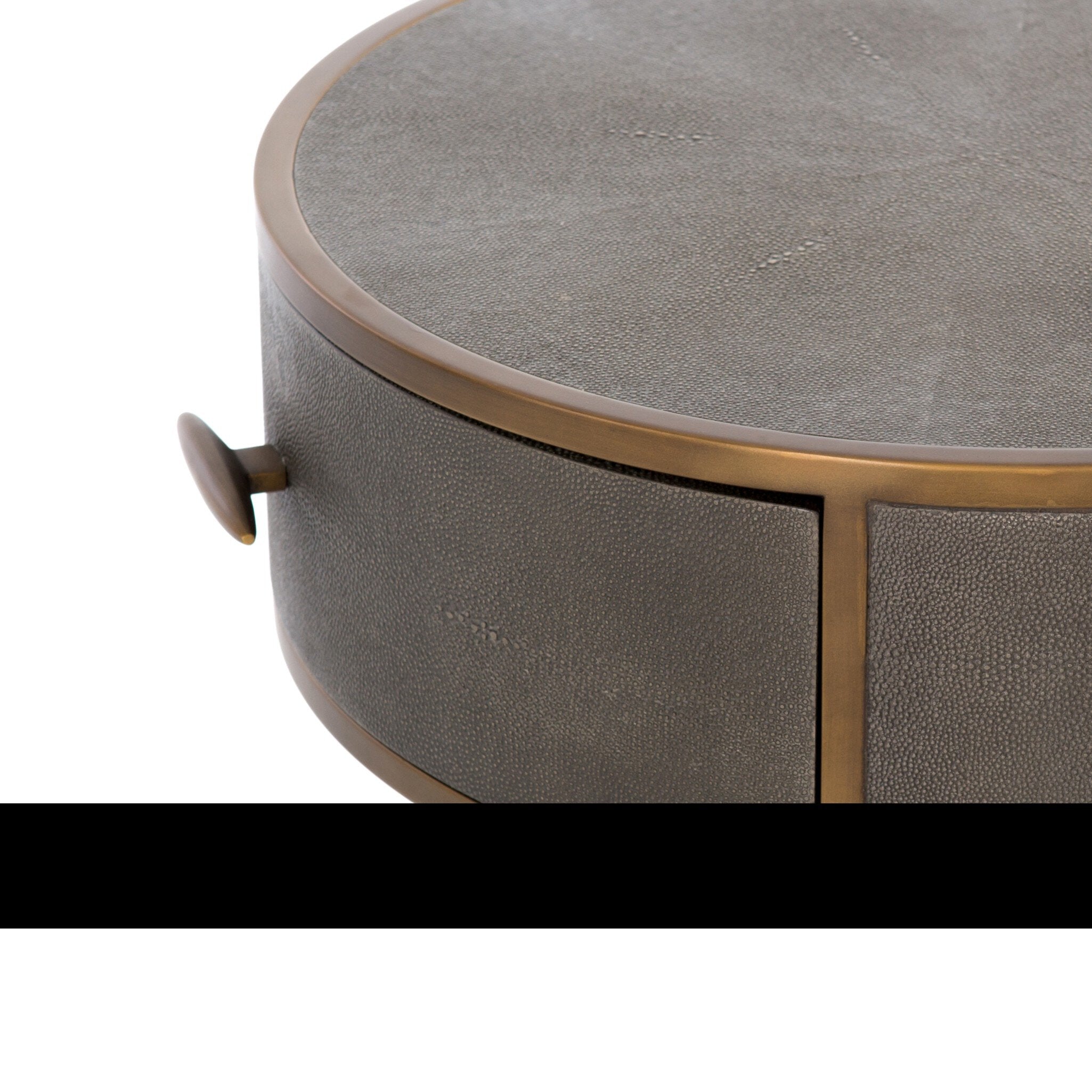 Four Hands Shagreen Round Nightstand — Grey Shagreen-Antique Brass
