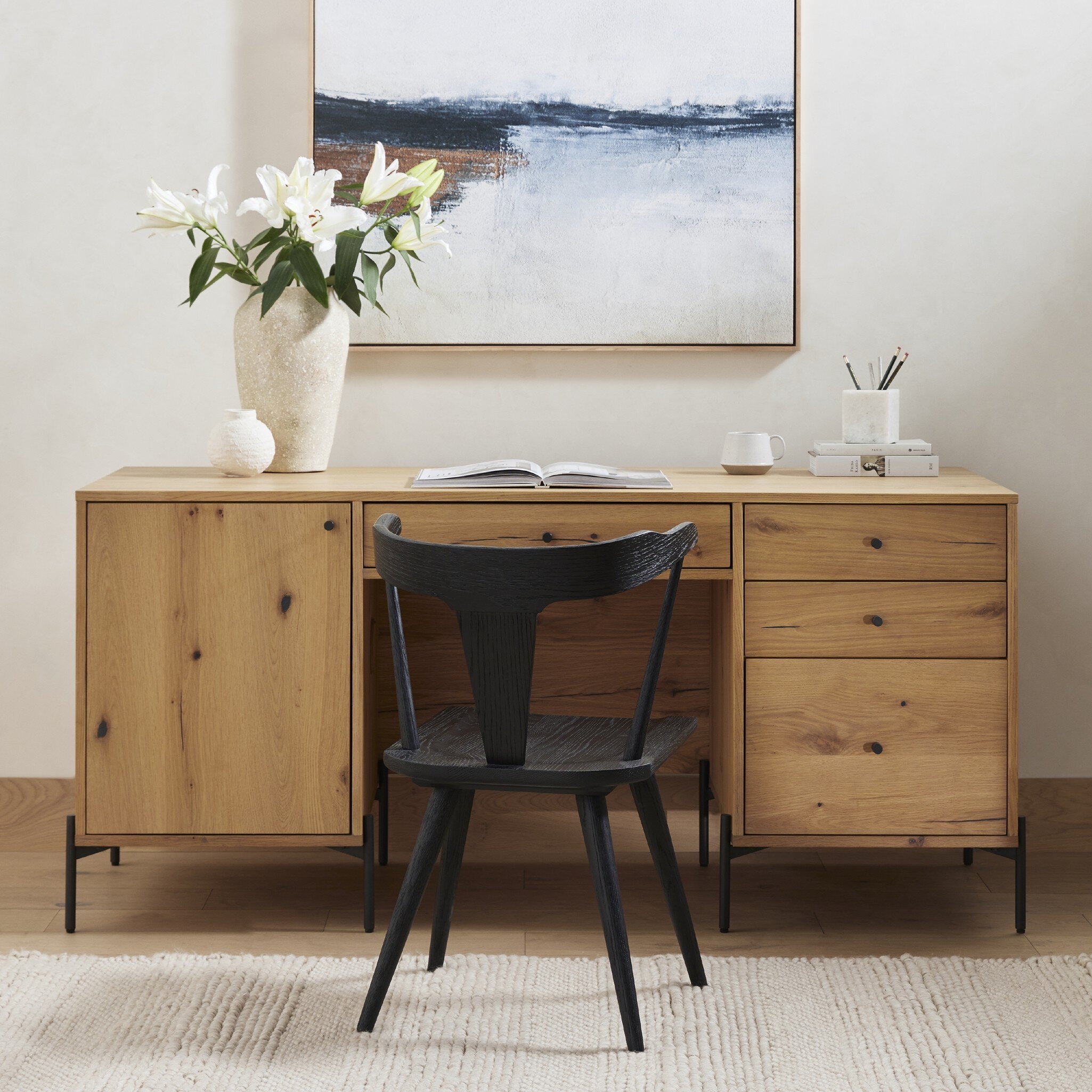 Four Hands Ripley Dining Chair — Black Oak-Black Oak Veneer