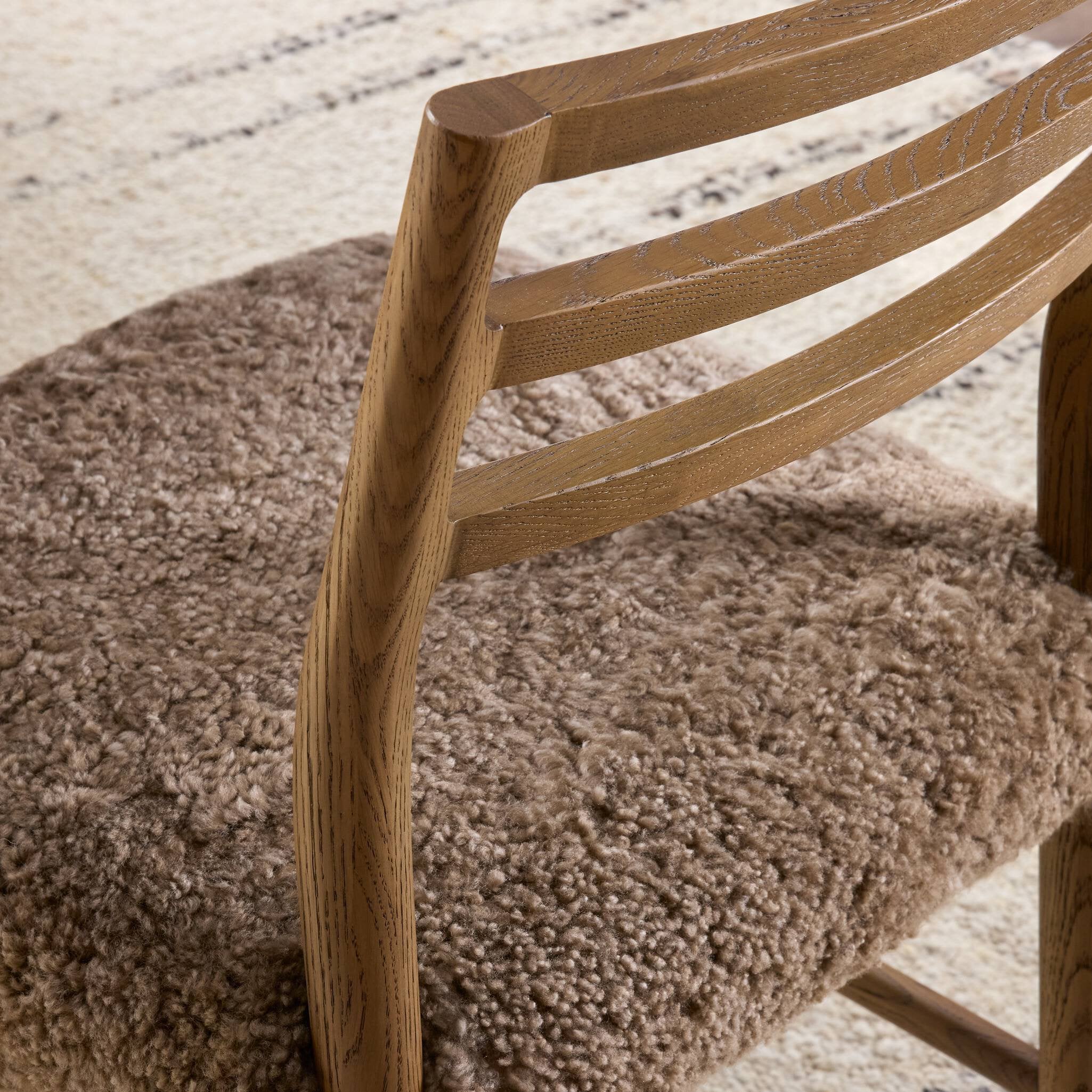 Four Hands Glenmore Dining Chair — Taupe Shearling-Smoked Oak