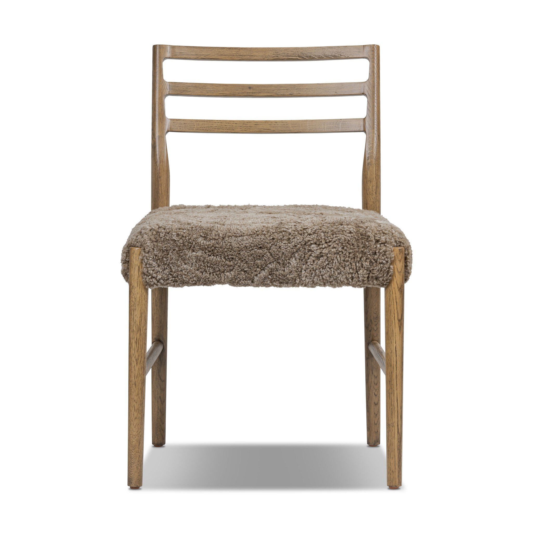 Four Hands Glenmore Dining Chair — Taupe Shearling-Smoked Oak