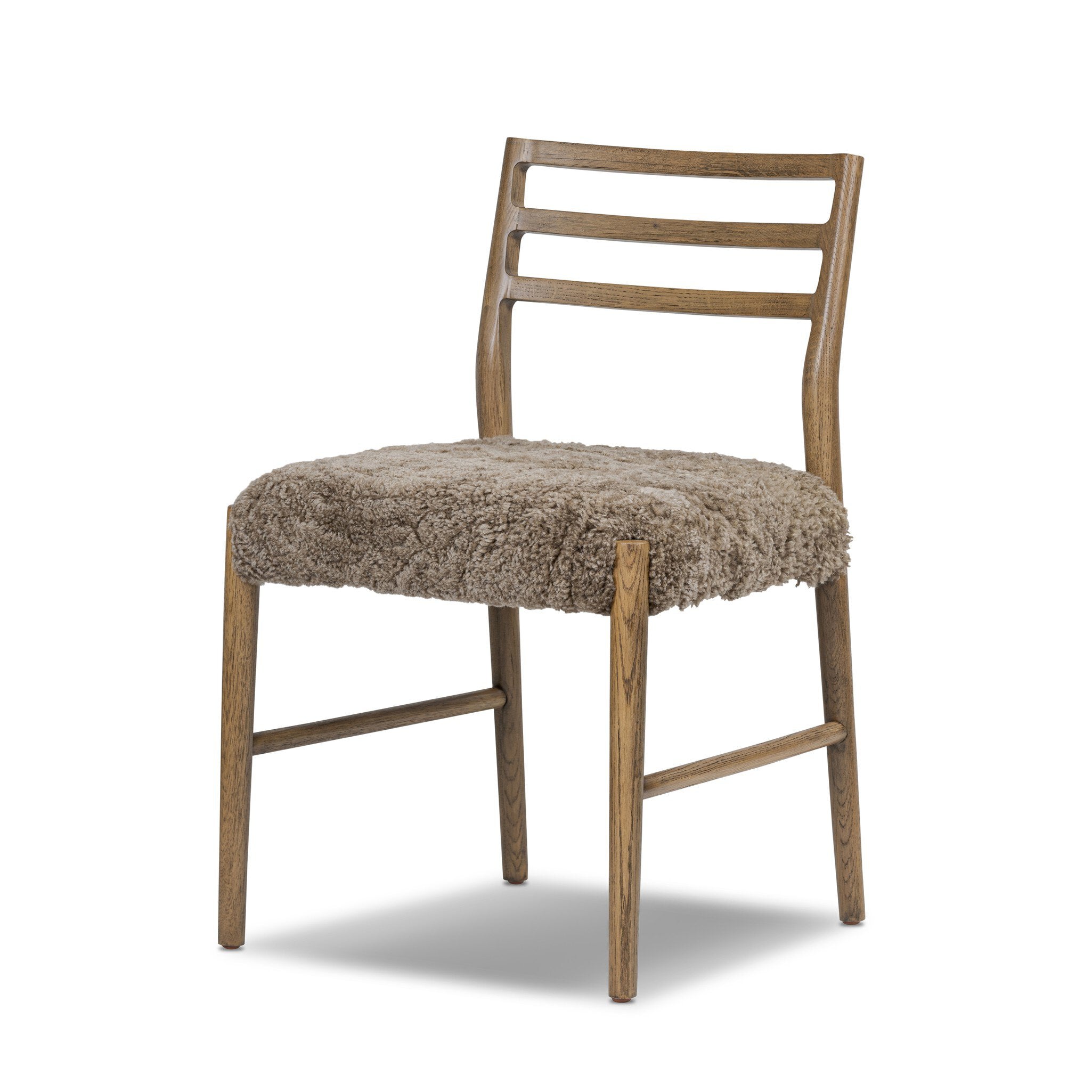 Four Hands Glenmore Dining Chair — Taupe Shearling-Smoked Oak