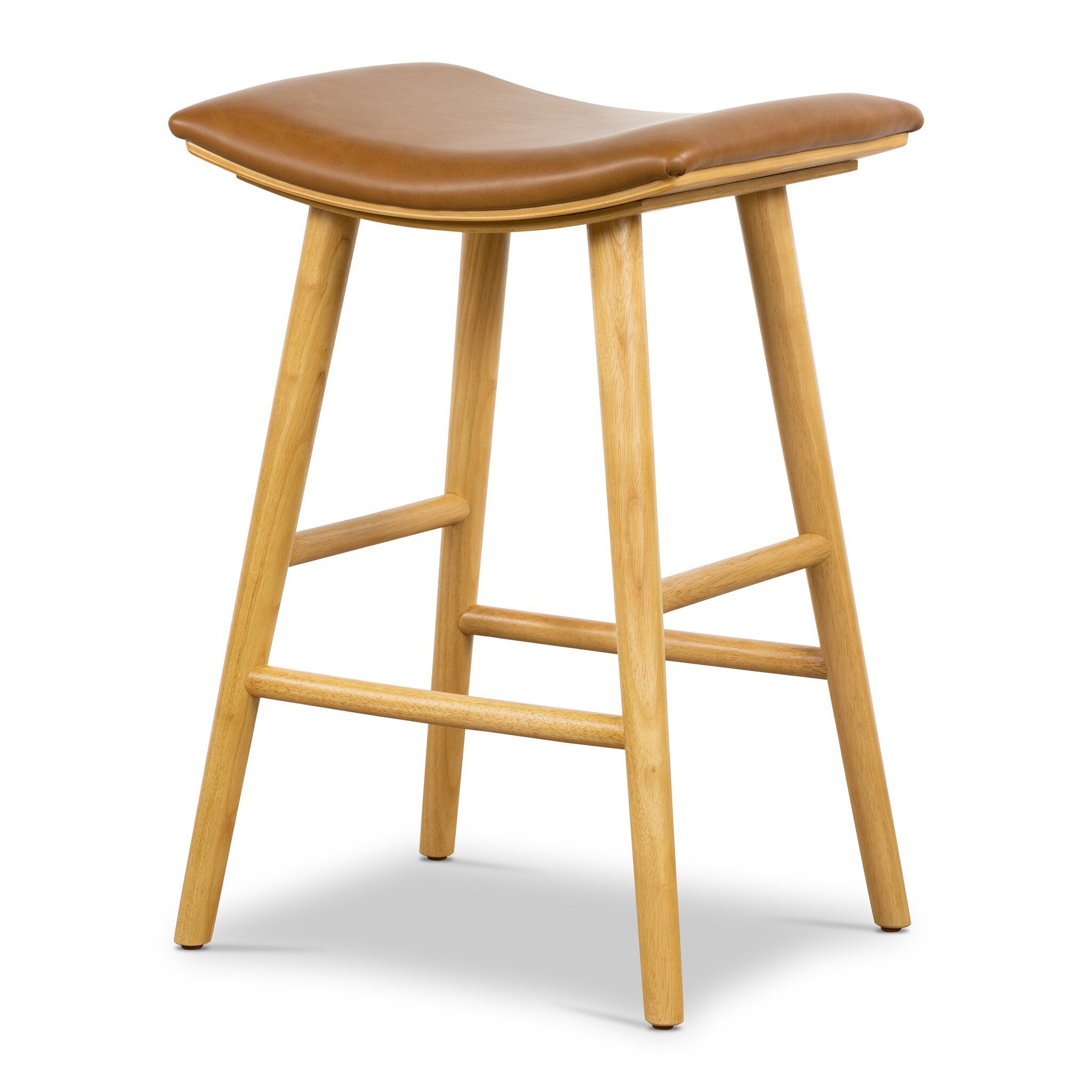 Four Hands Union Bar + Counter Stool — Smoked Natural Parawood-Sierra Butterscotch-Counter
