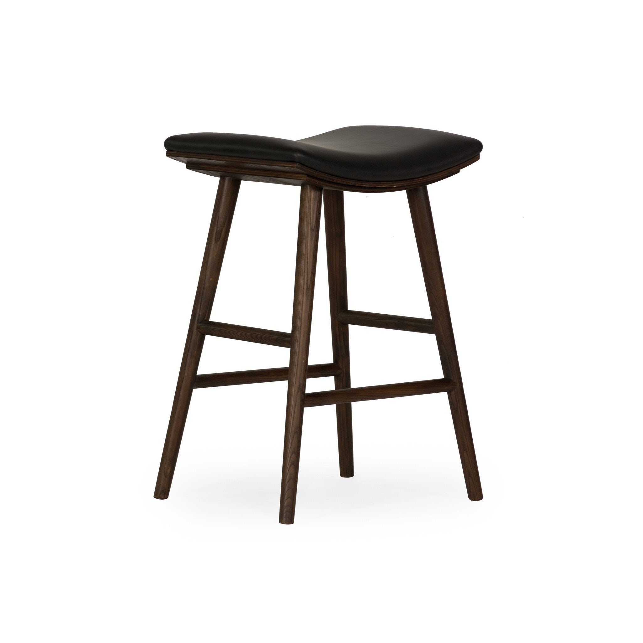 Four Hands Union Bar + Counter Stool — Distressed Black-Warm Parawood-Counter