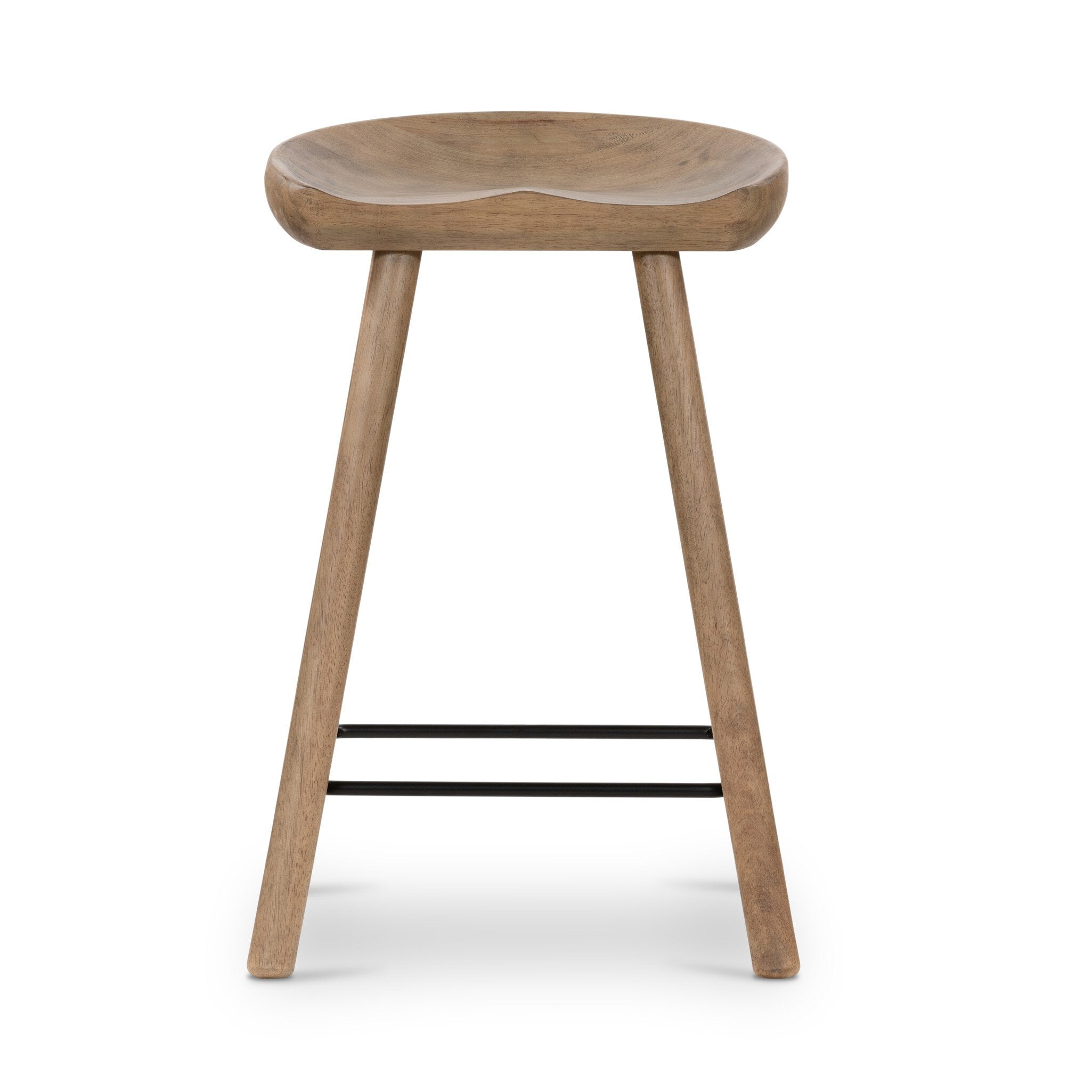 Four Hands Barrett Bar + Counter Stool — Natural Matte-Matte Black Iron-Counter