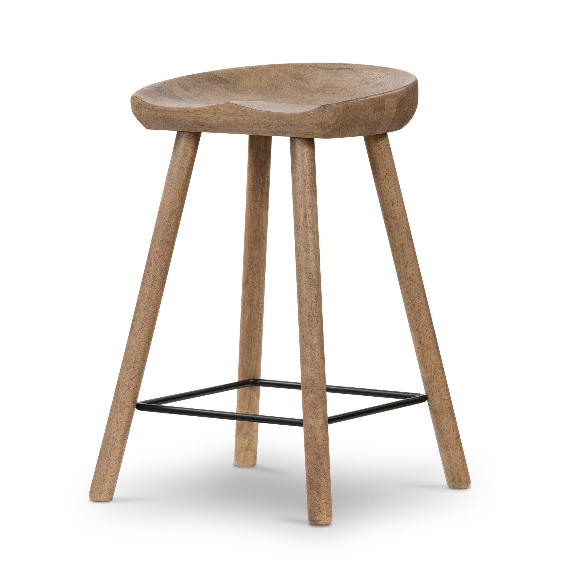 Four Hands Barrett Bar + Counter Stool — Natural Matte-Matte Black Iron-Counter