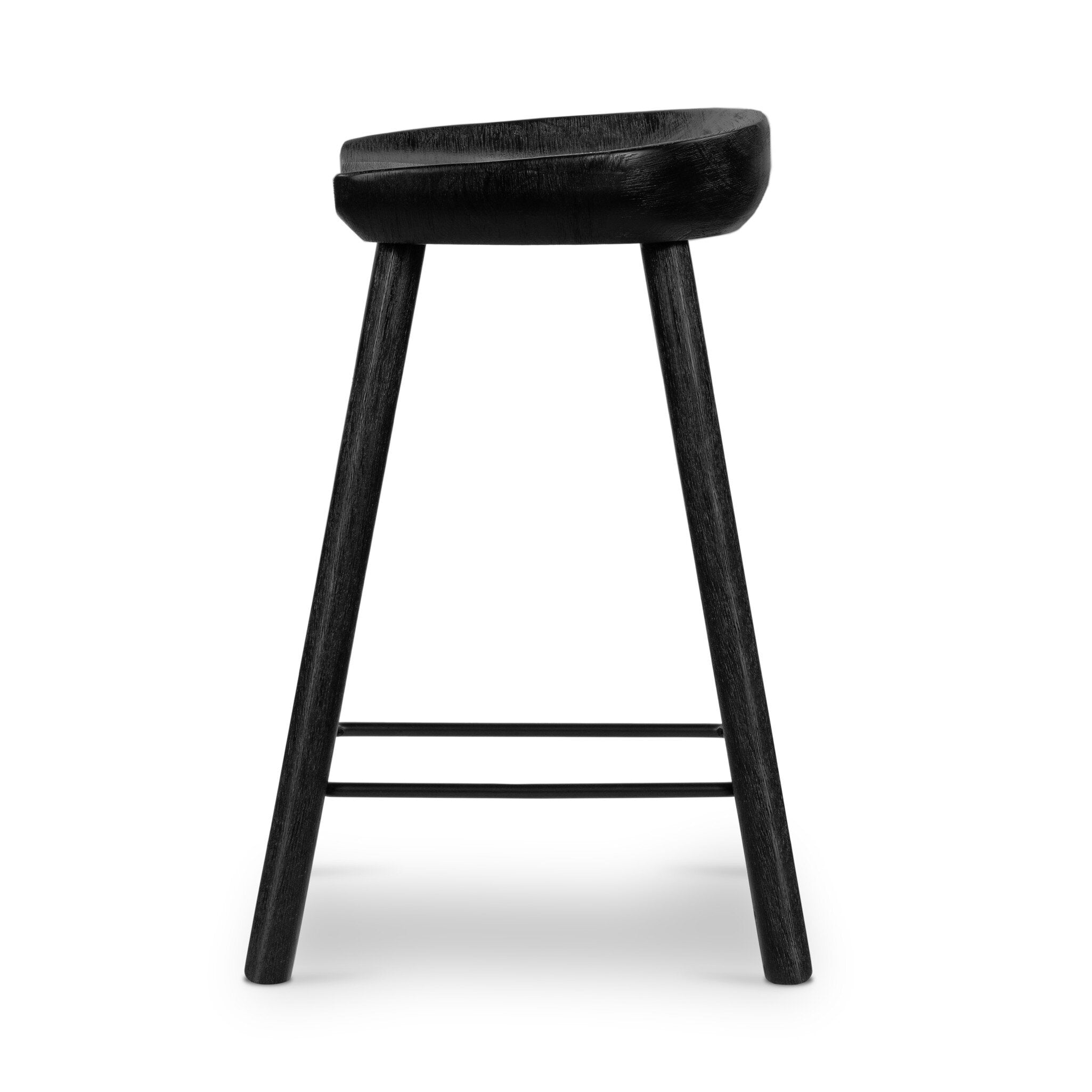 Four Hands Barrett Bar + Counter Stool — Matte Black Parawood-Matte Black Iron-Counter
