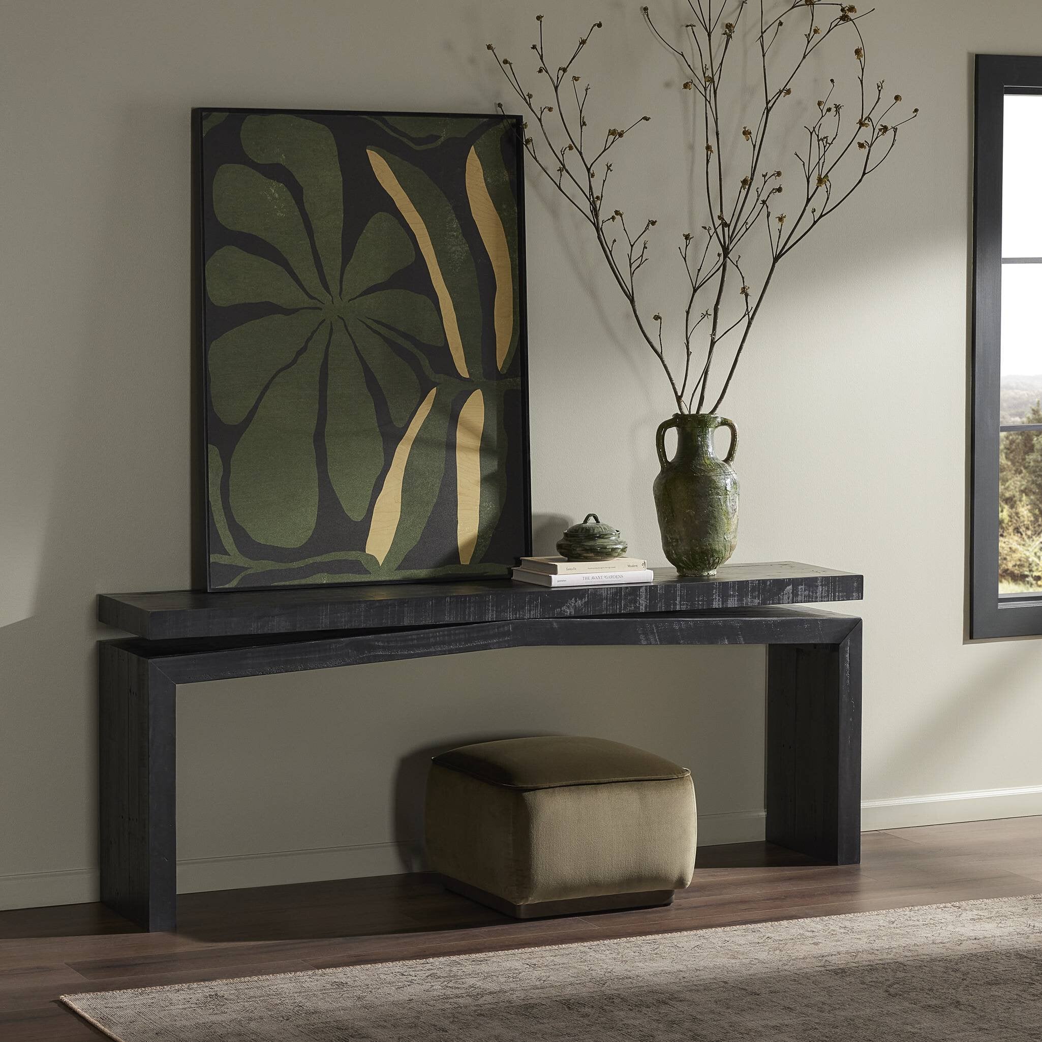 Four Hands Matthes Console Table - 79" — Aged Black Pine