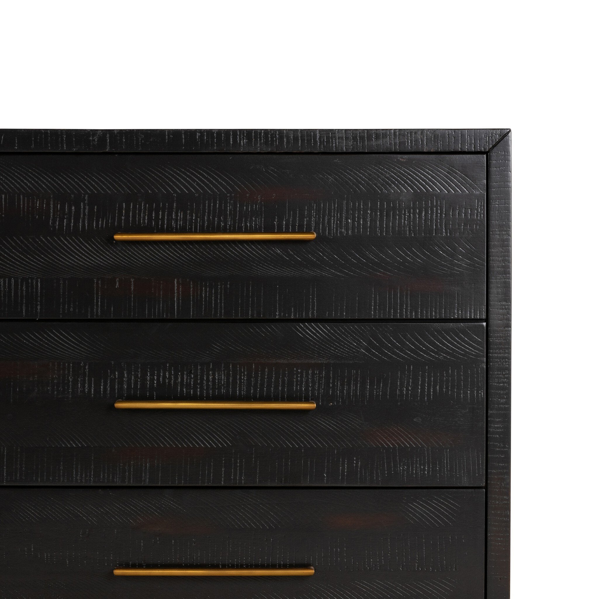 Four Hands Suki 6 Drawer Dresser — Burnished Black-Brass (Alexa Hardware)-Burnished Black Solid