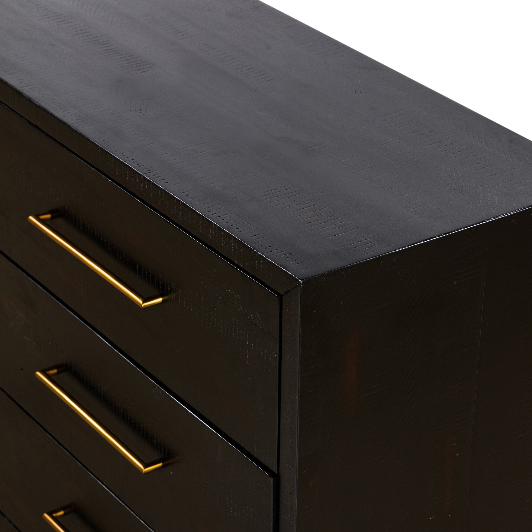 Four Hands Suki 6 Drawer Dresser — Burnished Black-Brass (Alexa Hardware)-Burnished Black Solid