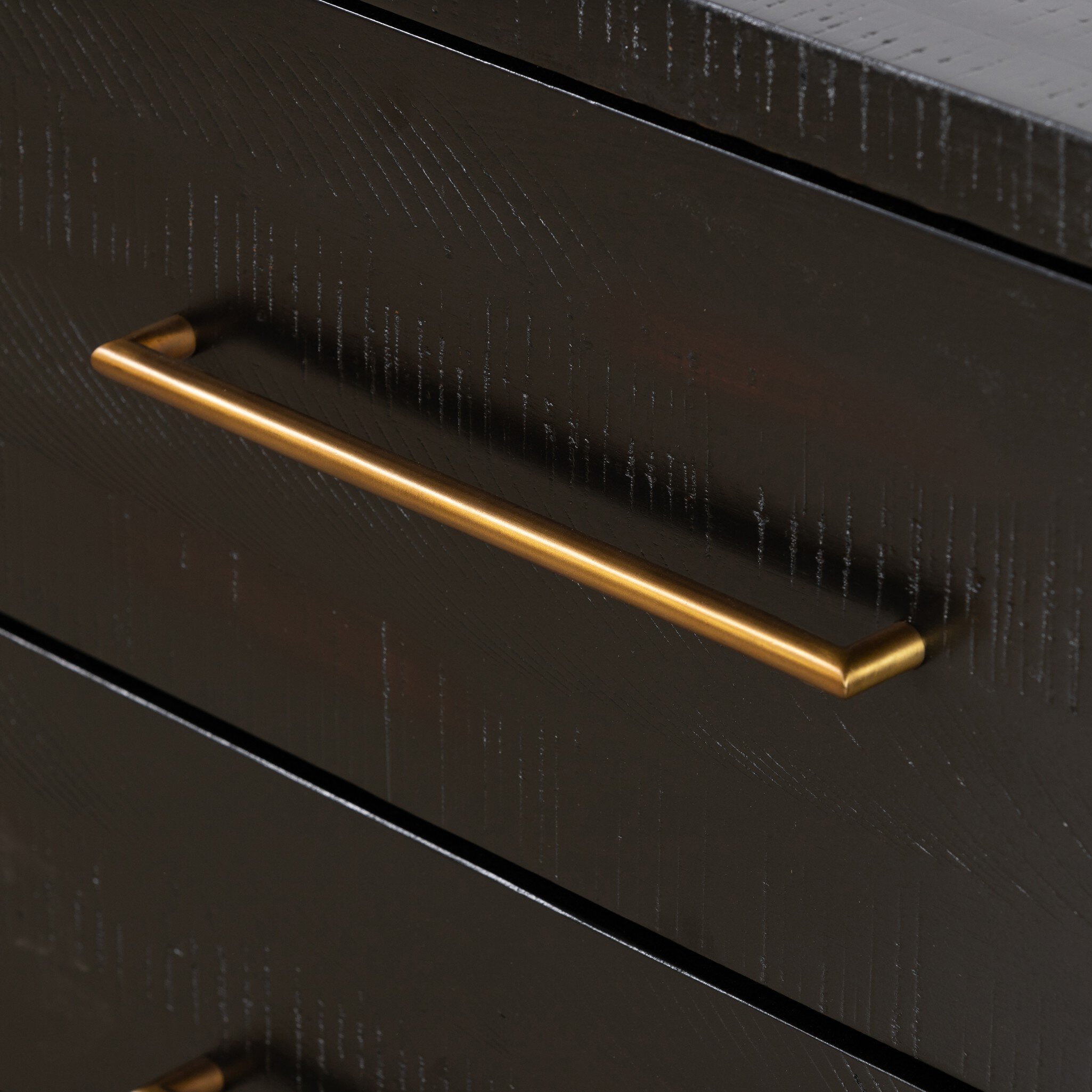Four Hands Suki 6 Drawer Dresser — Burnished Black-Brass (Alexa Hardware)-Burnished Black Solid