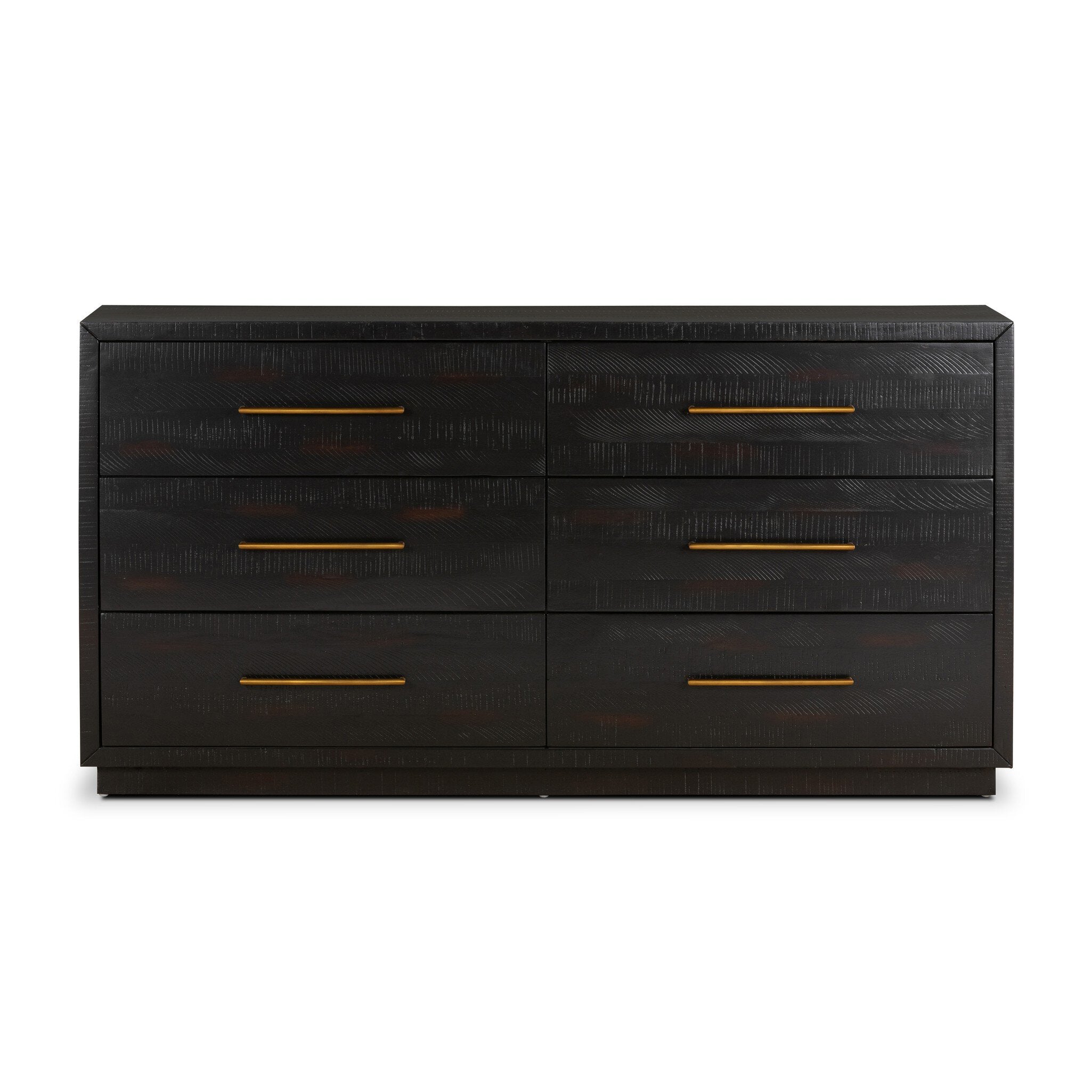 Four Hands Suki 6 Drawer Dresser — Burnished Black-Brass (Alexa Hardware)-Burnished Black Solid