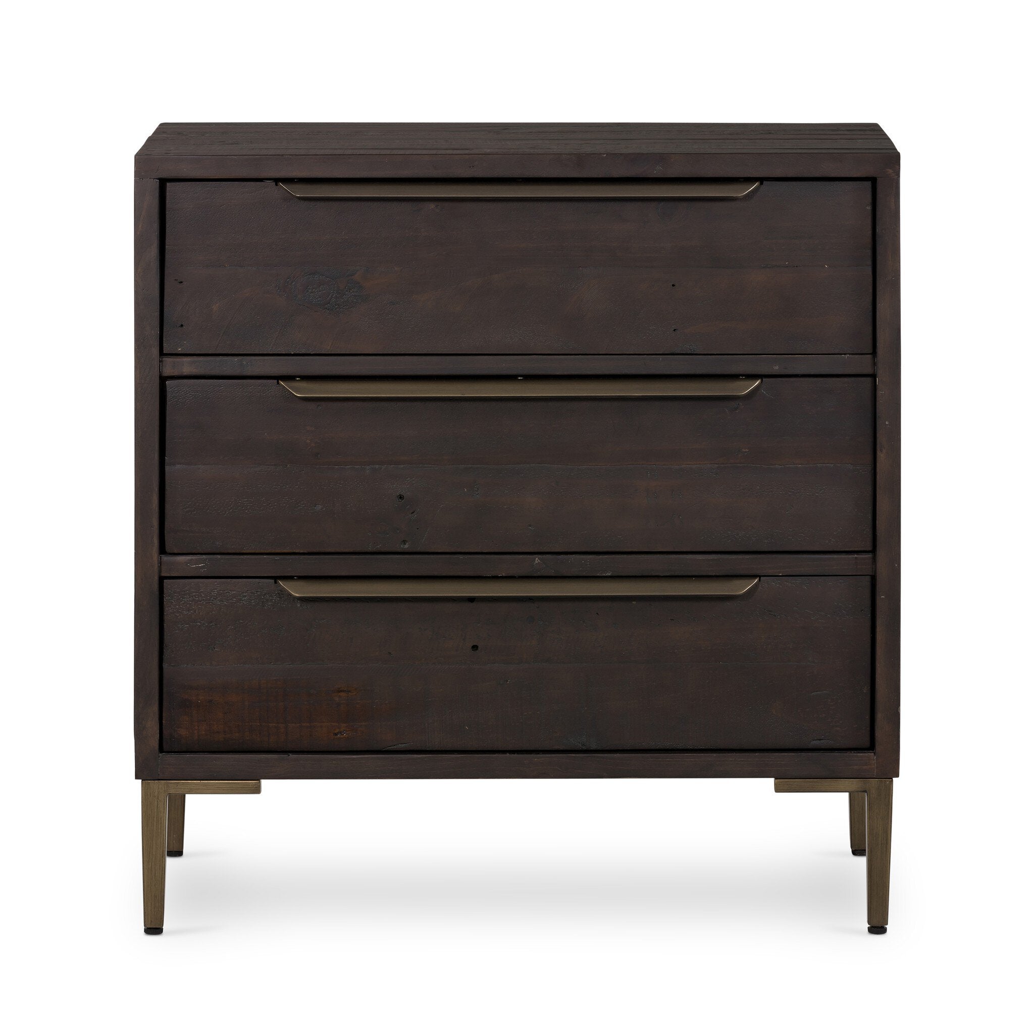Four Hands Wyeth 3 Drawer Dresser — Dark Carbon-Antique Brass