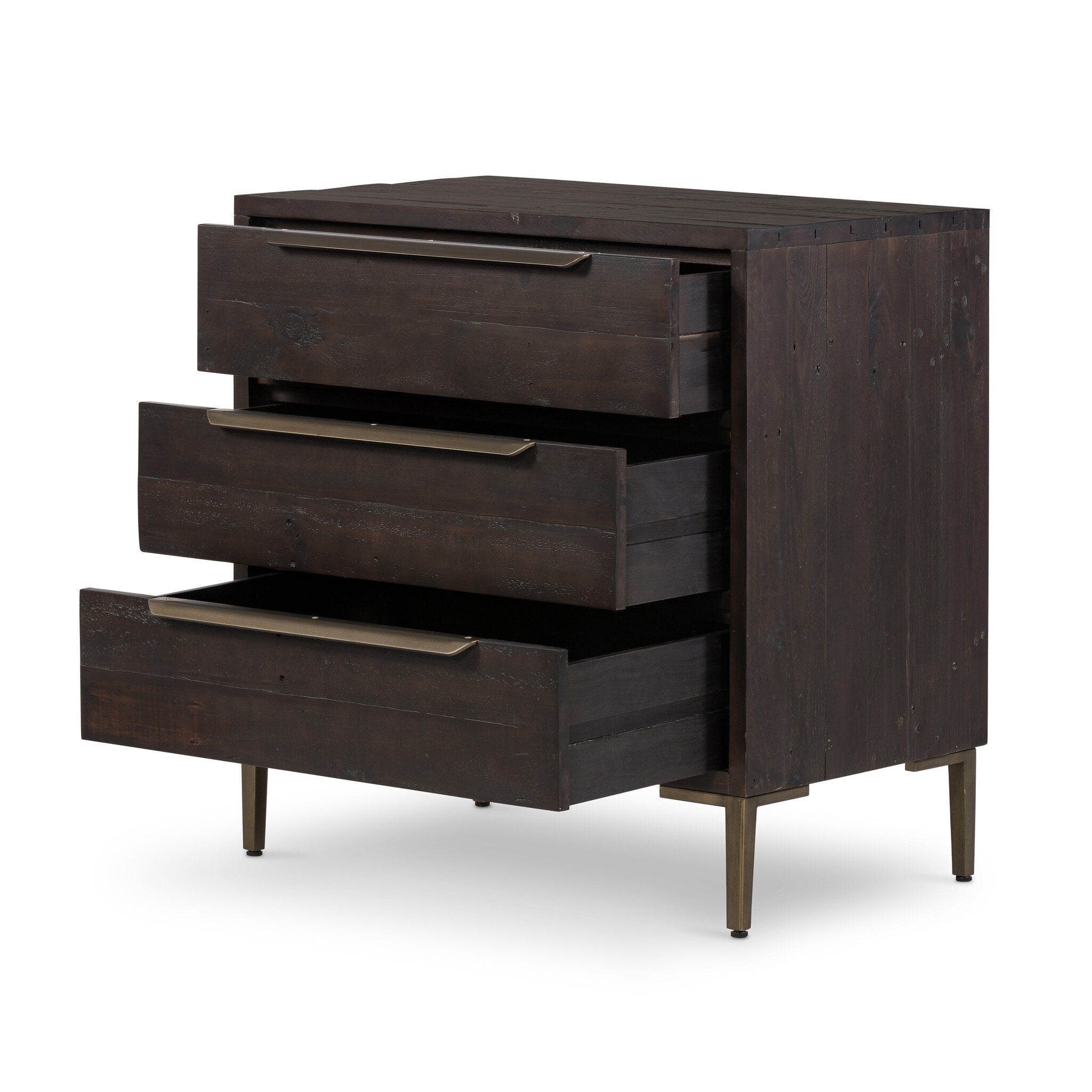 Four Hands Wyeth 3 Drawer Dresser — Dark Carbon-Antique Brass