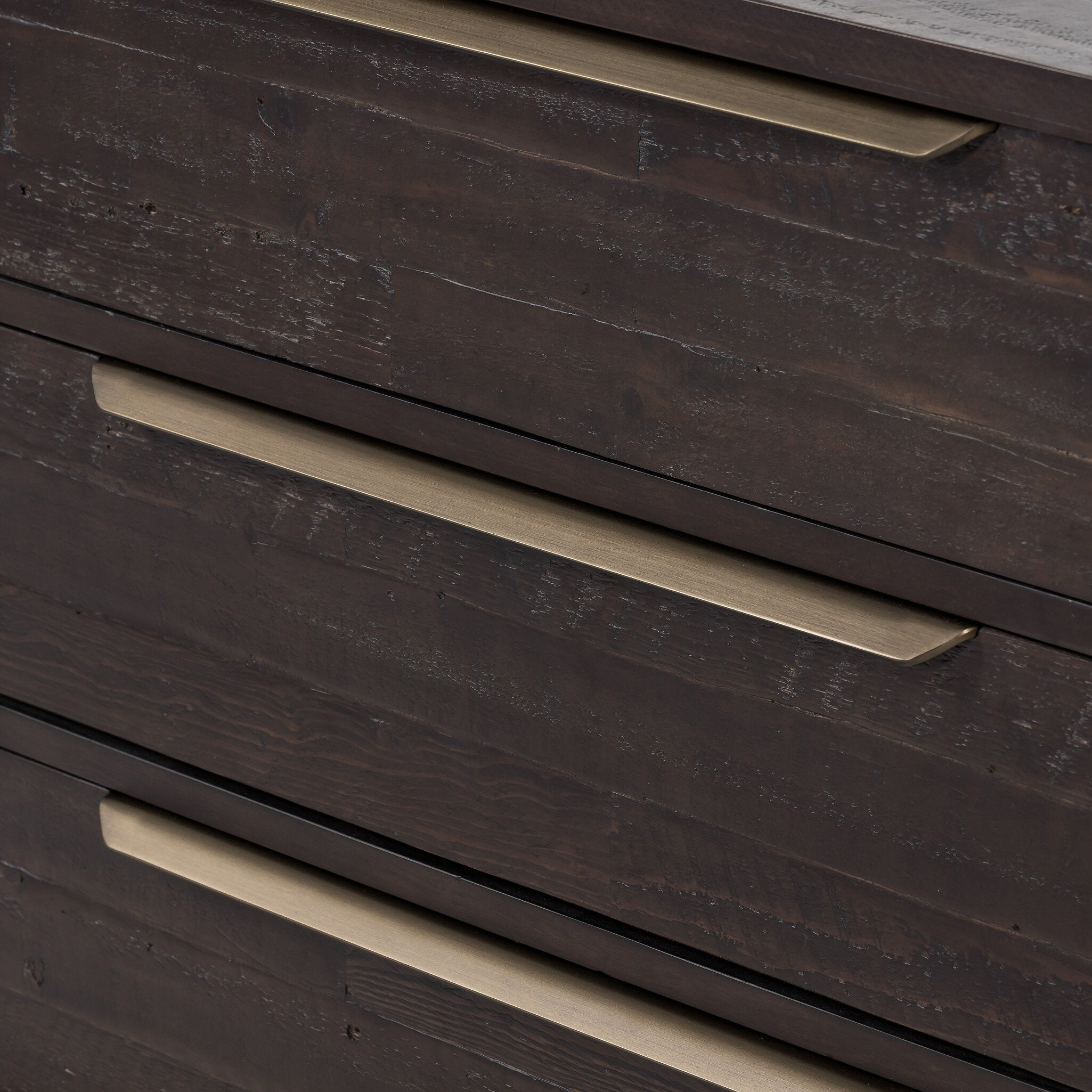 Four Hands Wyeth 6 Drawer Dresser — Dark Carbon-Antique Brass