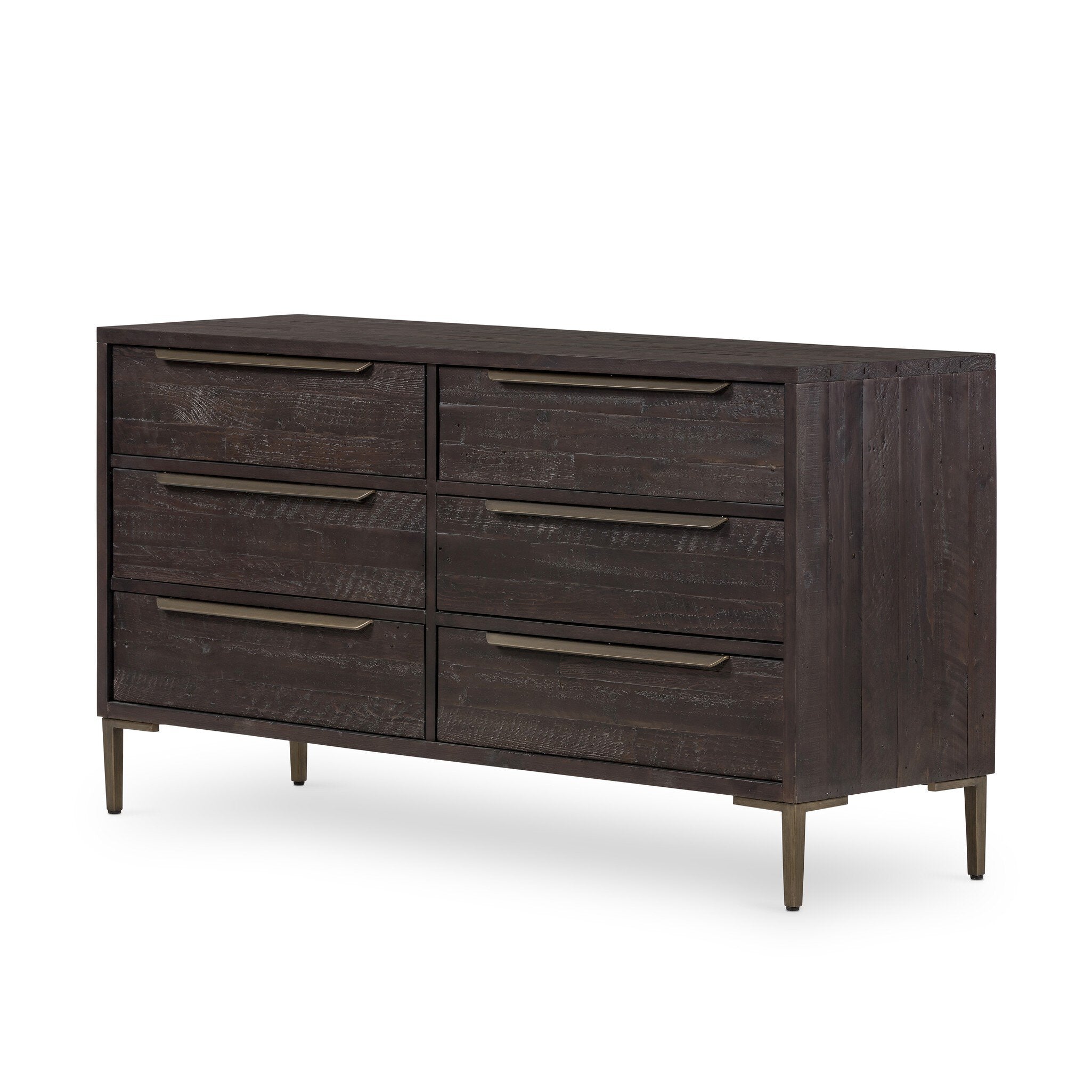 Four Hands Wyeth 6 Drawer Dresser — Dark Carbon-Antique Brass