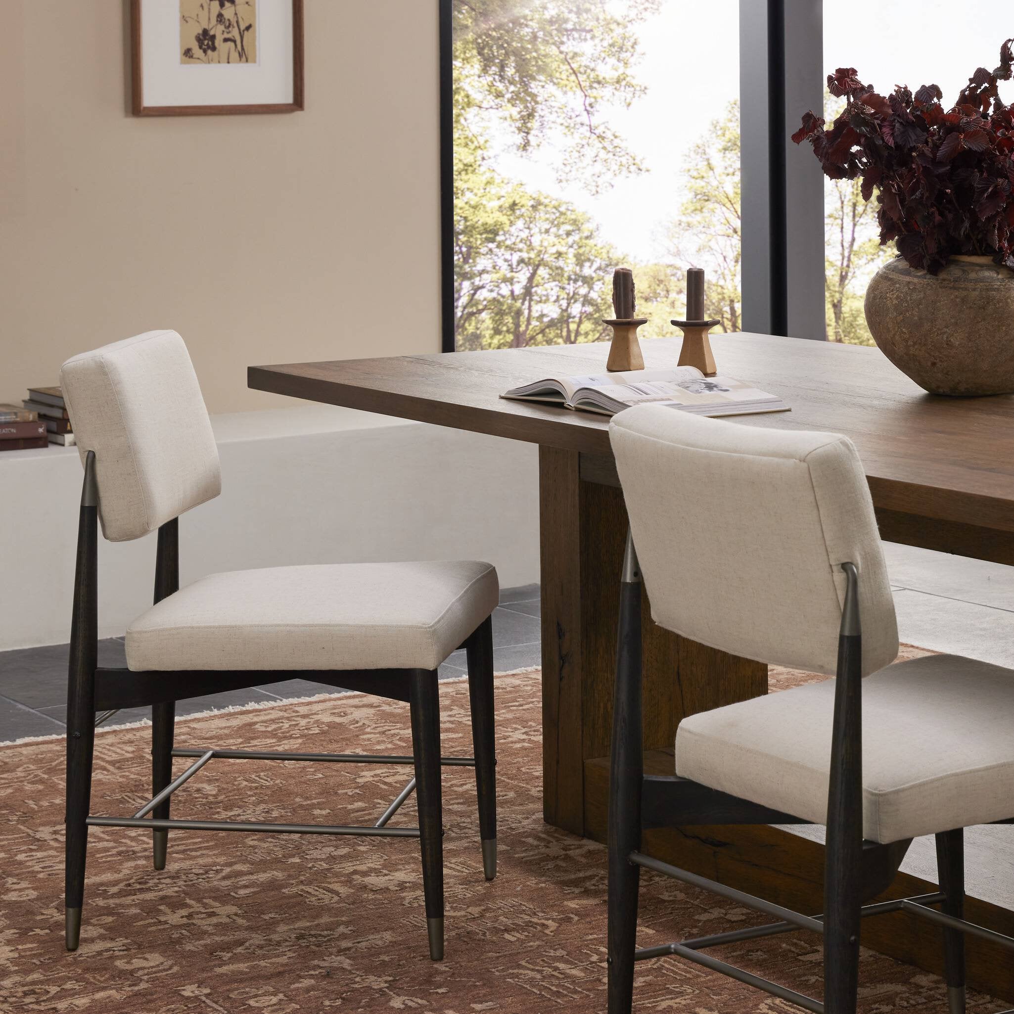 Four Hands Anton Dining Chair — Savile Flax-Black Wash-Raw Iron