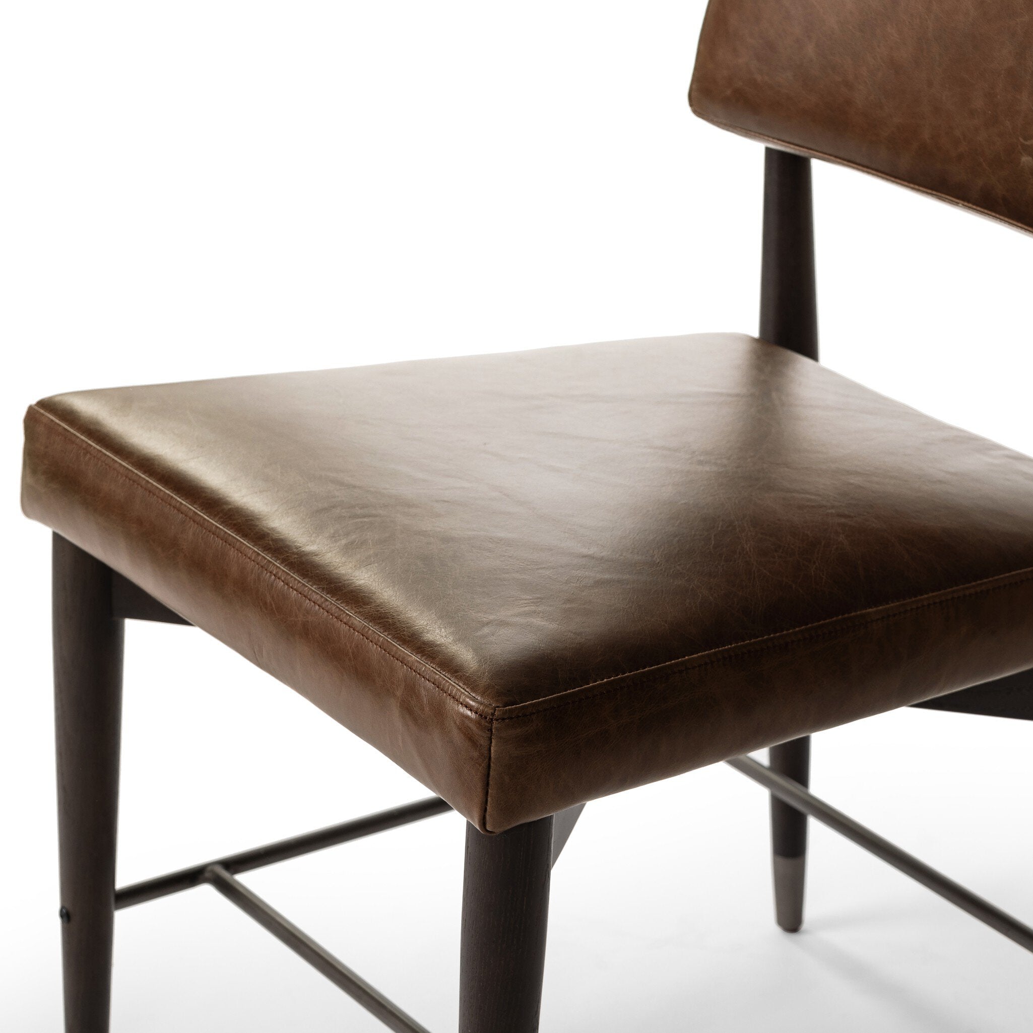 Four Hands Anton Dining Chair — Havana Brown-Burnt Oak-Raw Iron